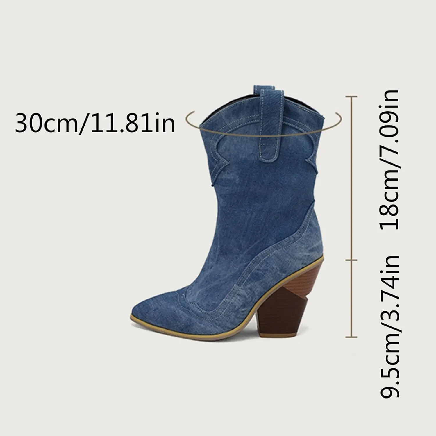 Cowboy Boots For Women Pointy Toe Women's Western Boots Cowgirl Boots Mid Calf Boots Rain Boots Cowgirl Pull On Western Side