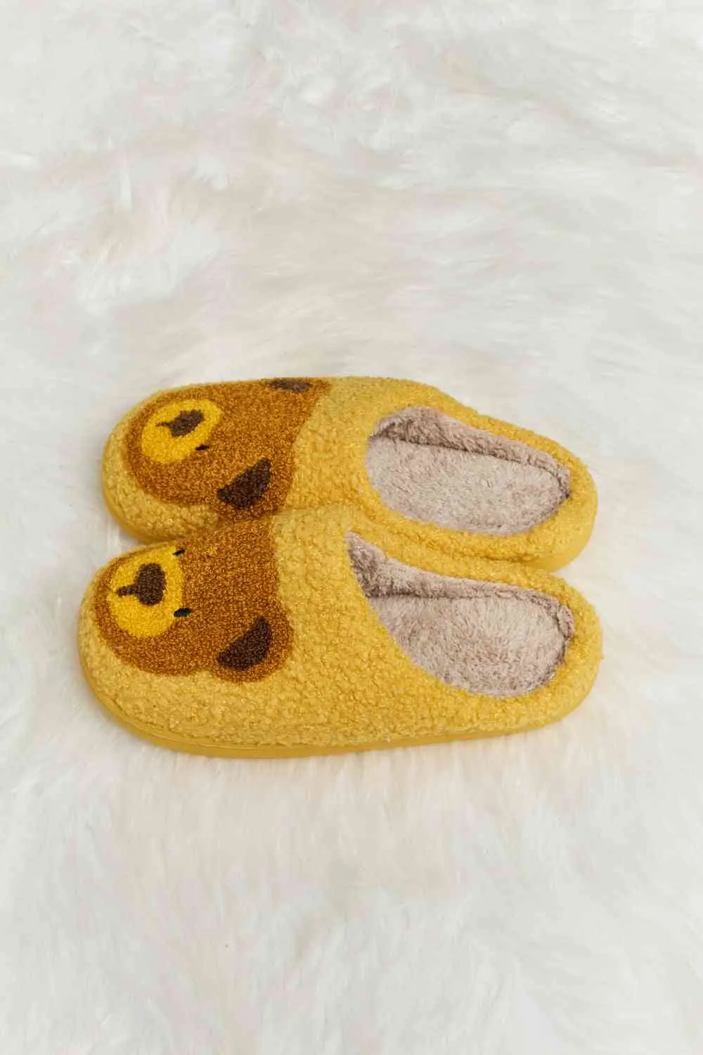 Cutsie Teddy Bear Print Plush Slide Slippers