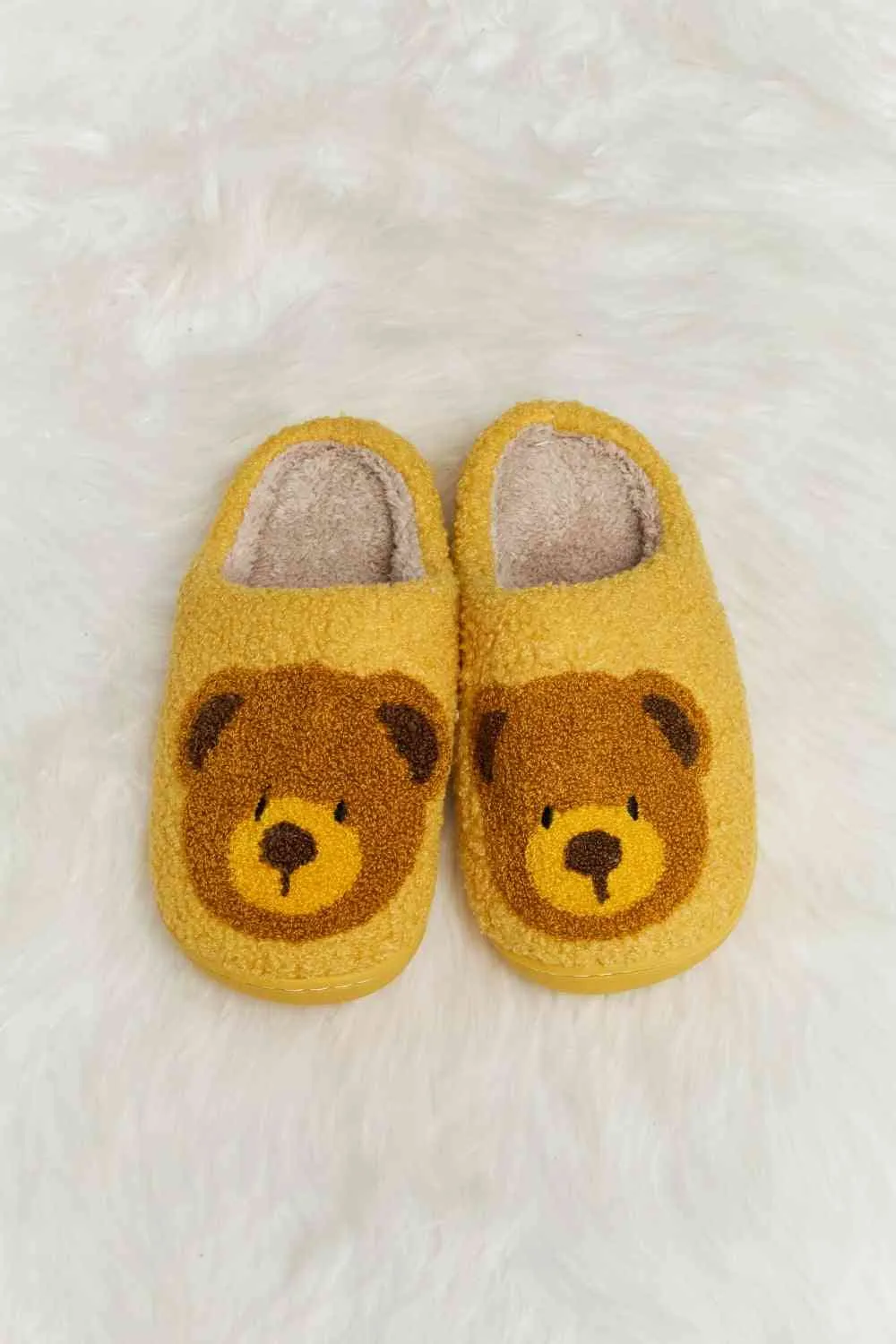 Cutsie Teddy Bear Print Plush Slide Slippers