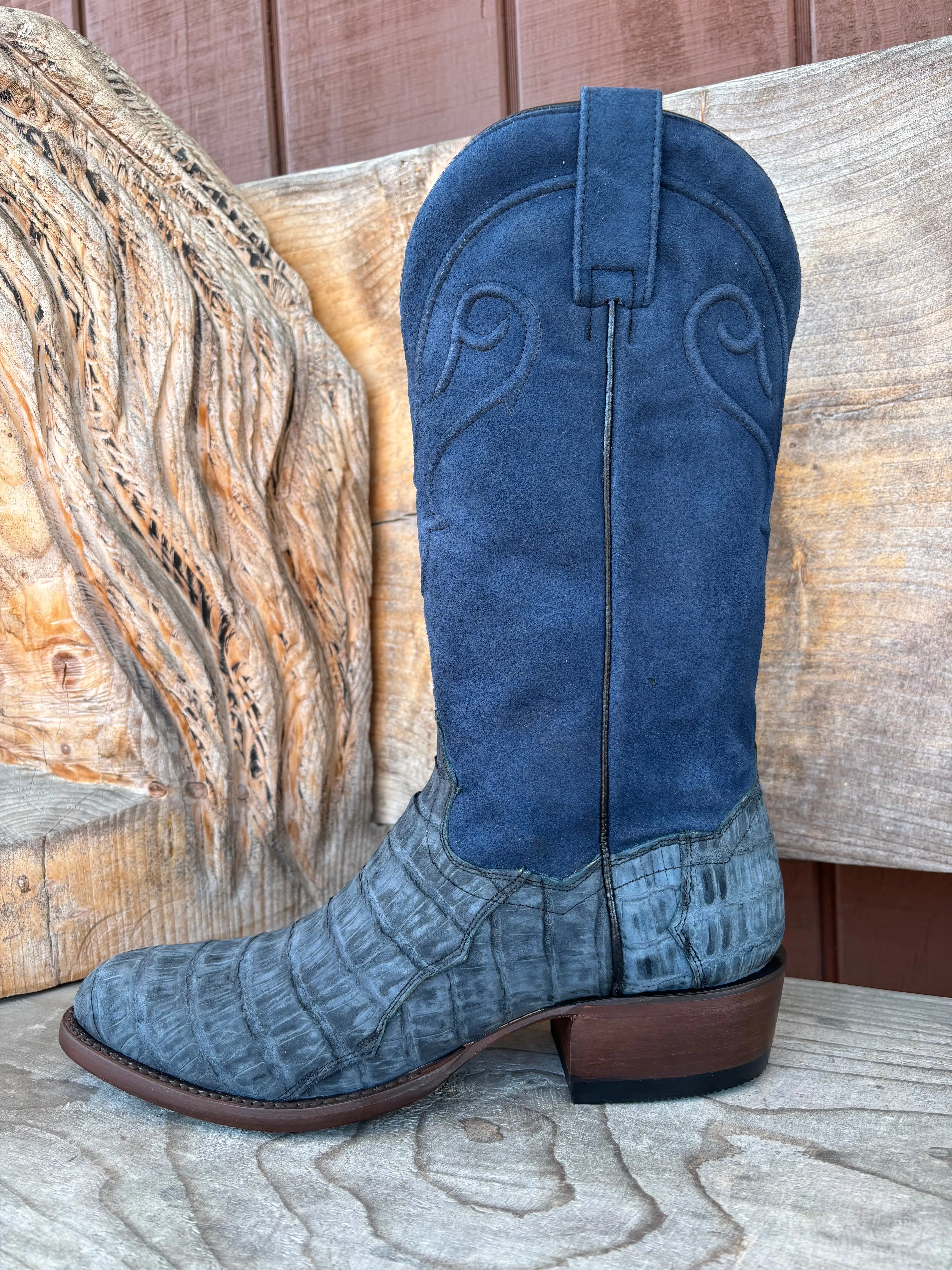 Dan Post Men's Alvis Denim Caiman Round Toe Cowboy Boots DP3101