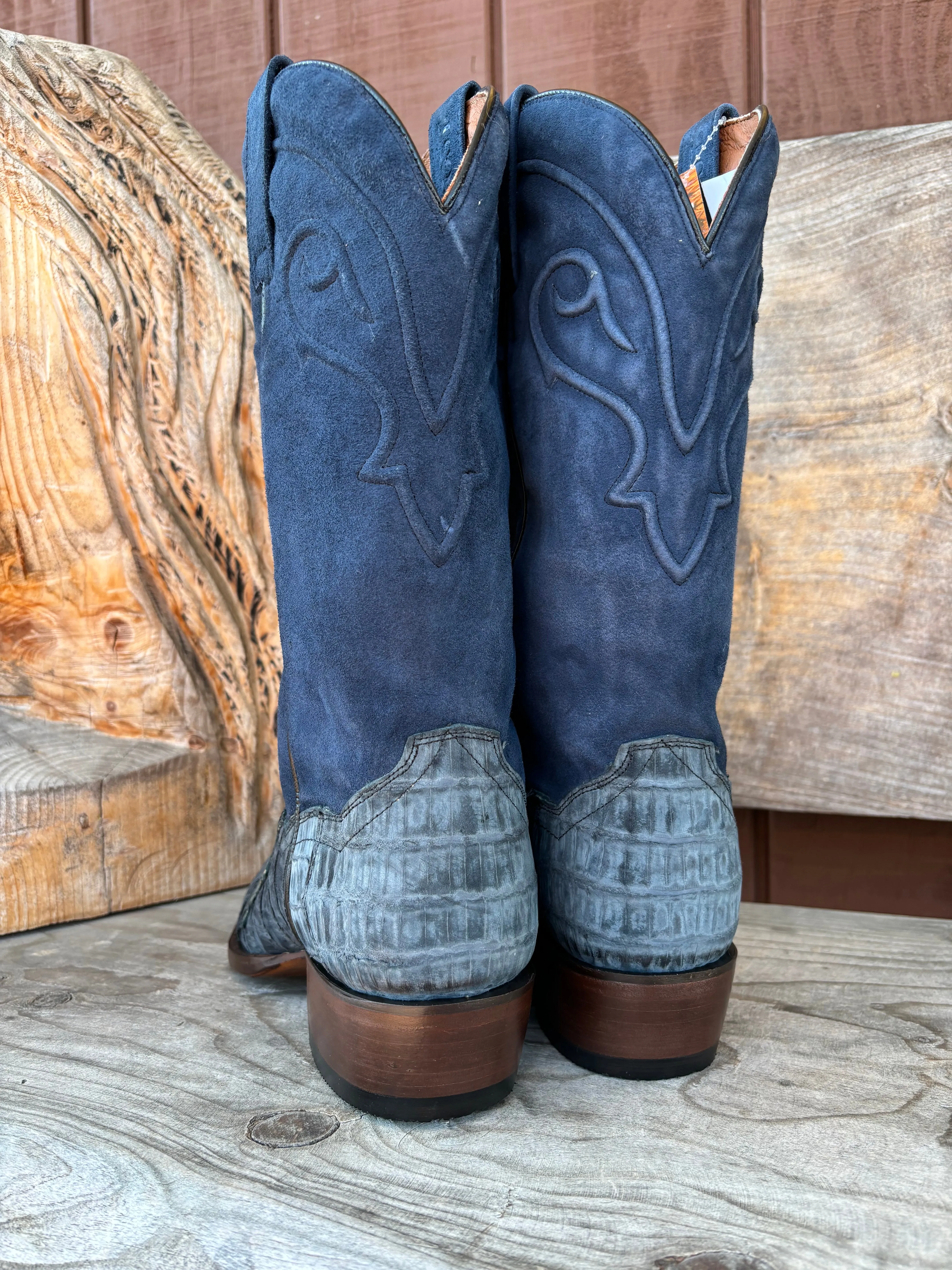 Dan Post Men's Alvis Denim Caiman Round Toe Cowboy Boots DP3101