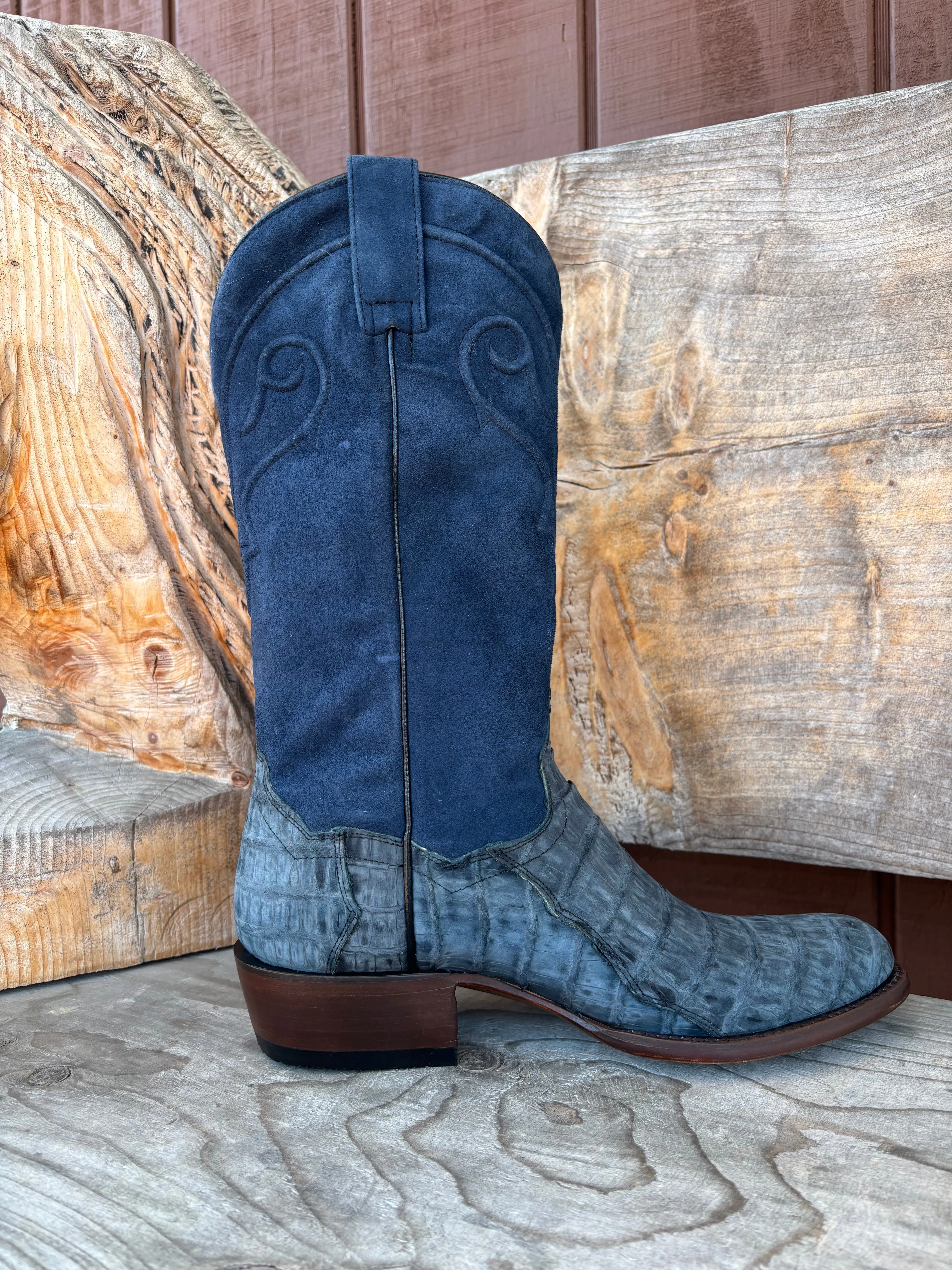 Dan Post Men's Alvis Denim Caiman Round Toe Cowboy Boots DP3101