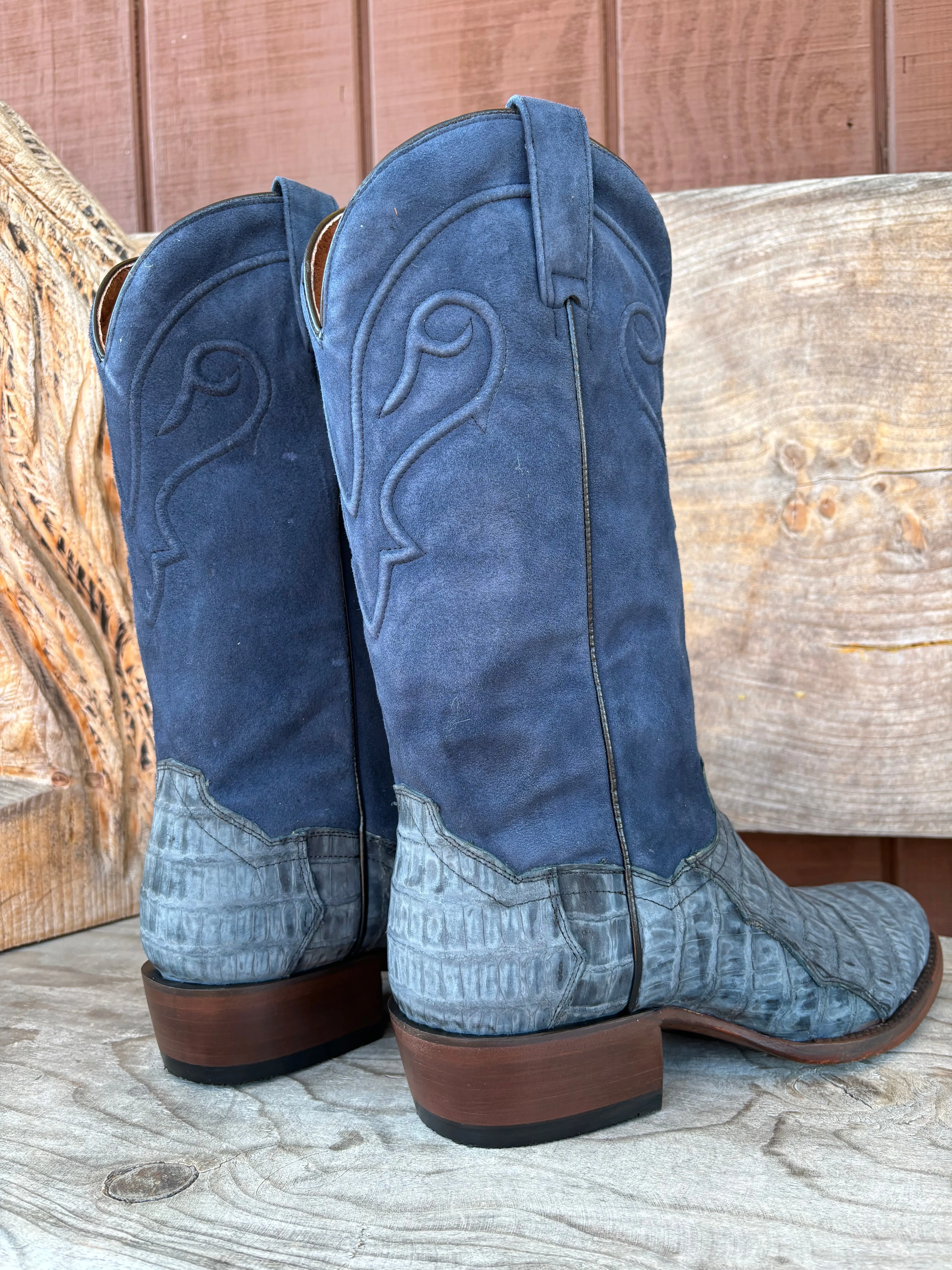 Dan Post Men's Alvis Denim Caiman Round Toe Cowboy Boots DP3101
