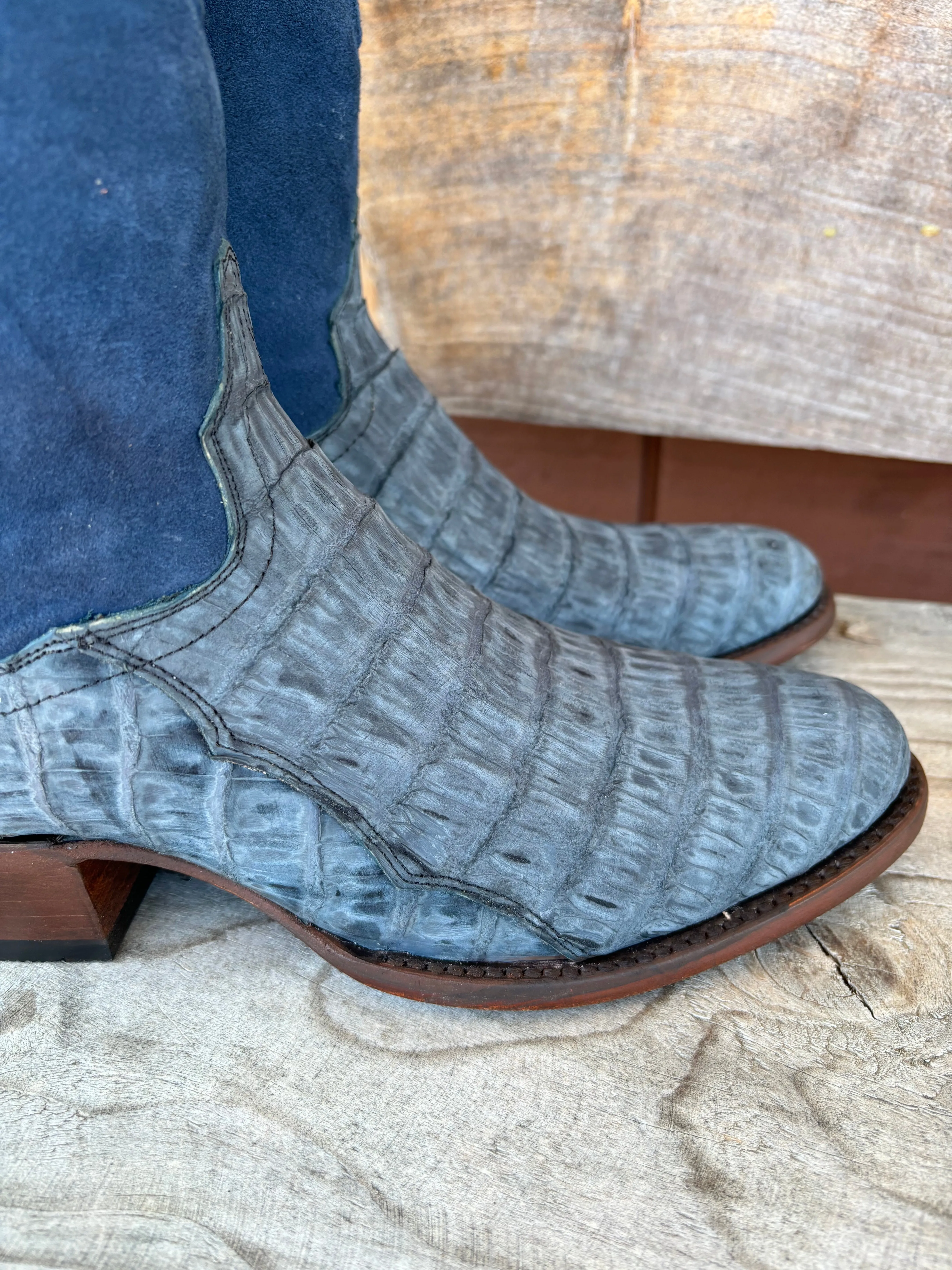 Dan Post Men's Alvis Denim Caiman Round Toe Cowboy Boots DP3101