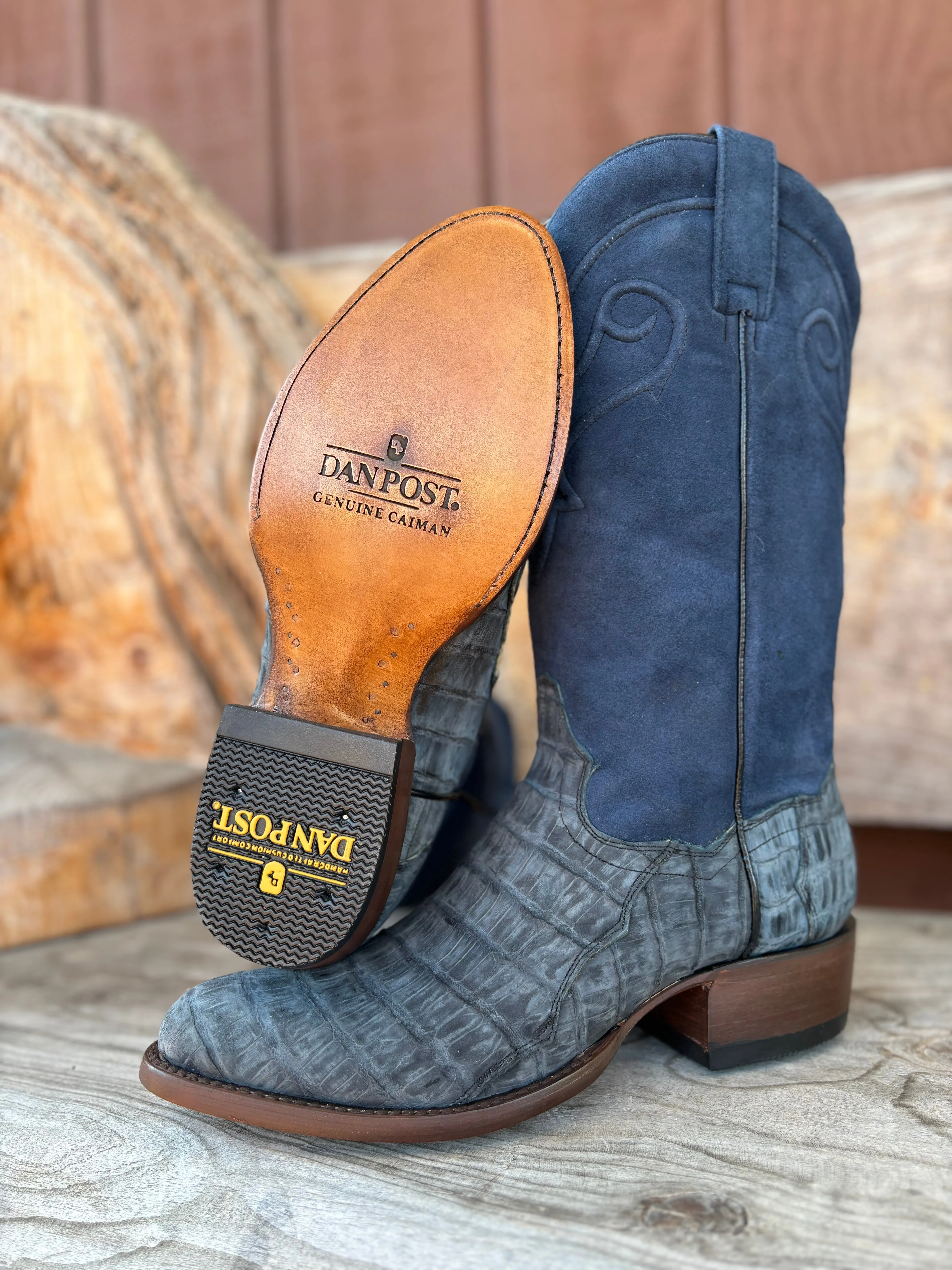 Dan Post Men's Alvis Denim Caiman Round Toe Cowboy Boots DP3101