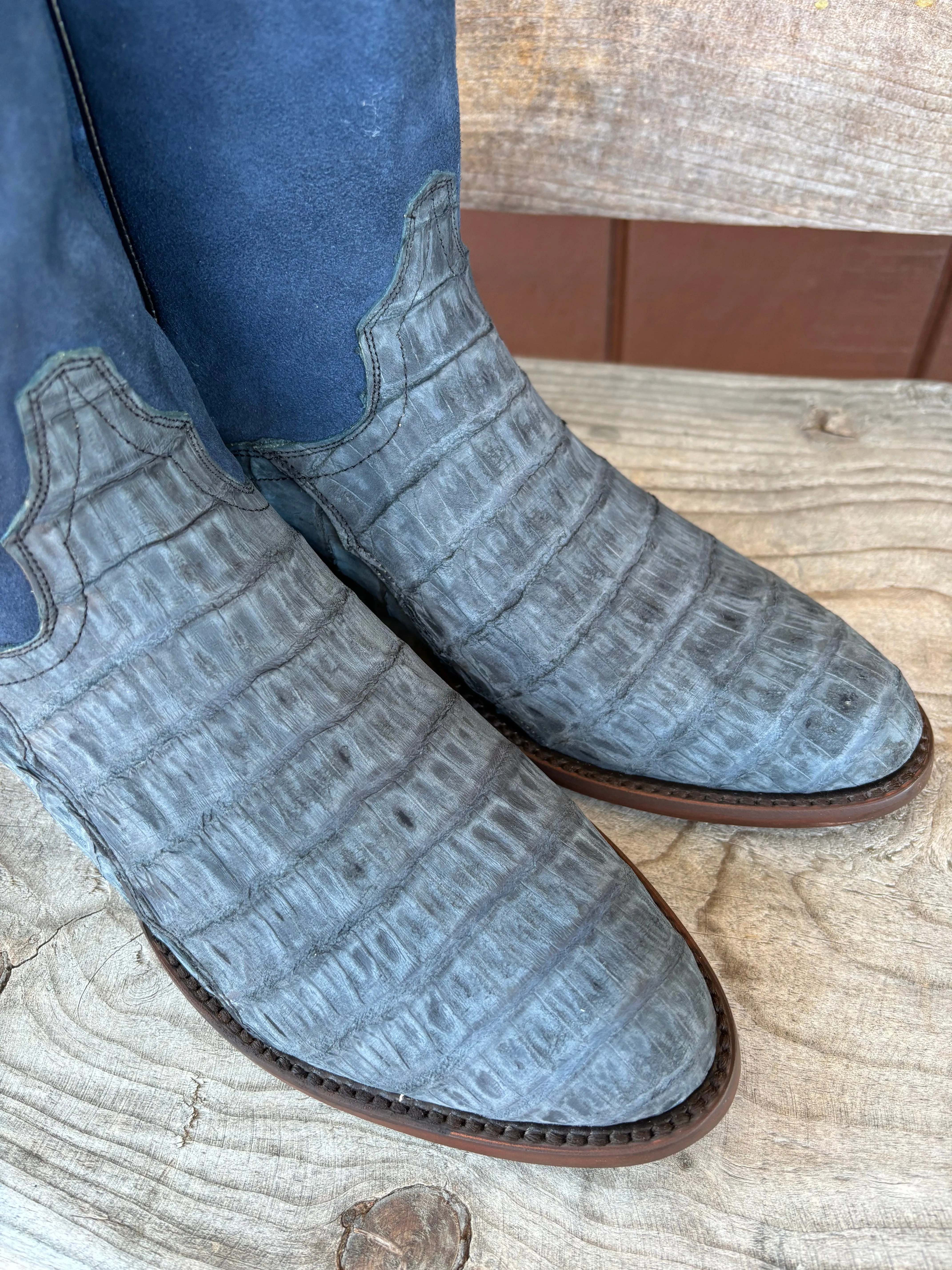 Dan Post Men's Alvis Denim Caiman Round Toe Cowboy Boots DP3101