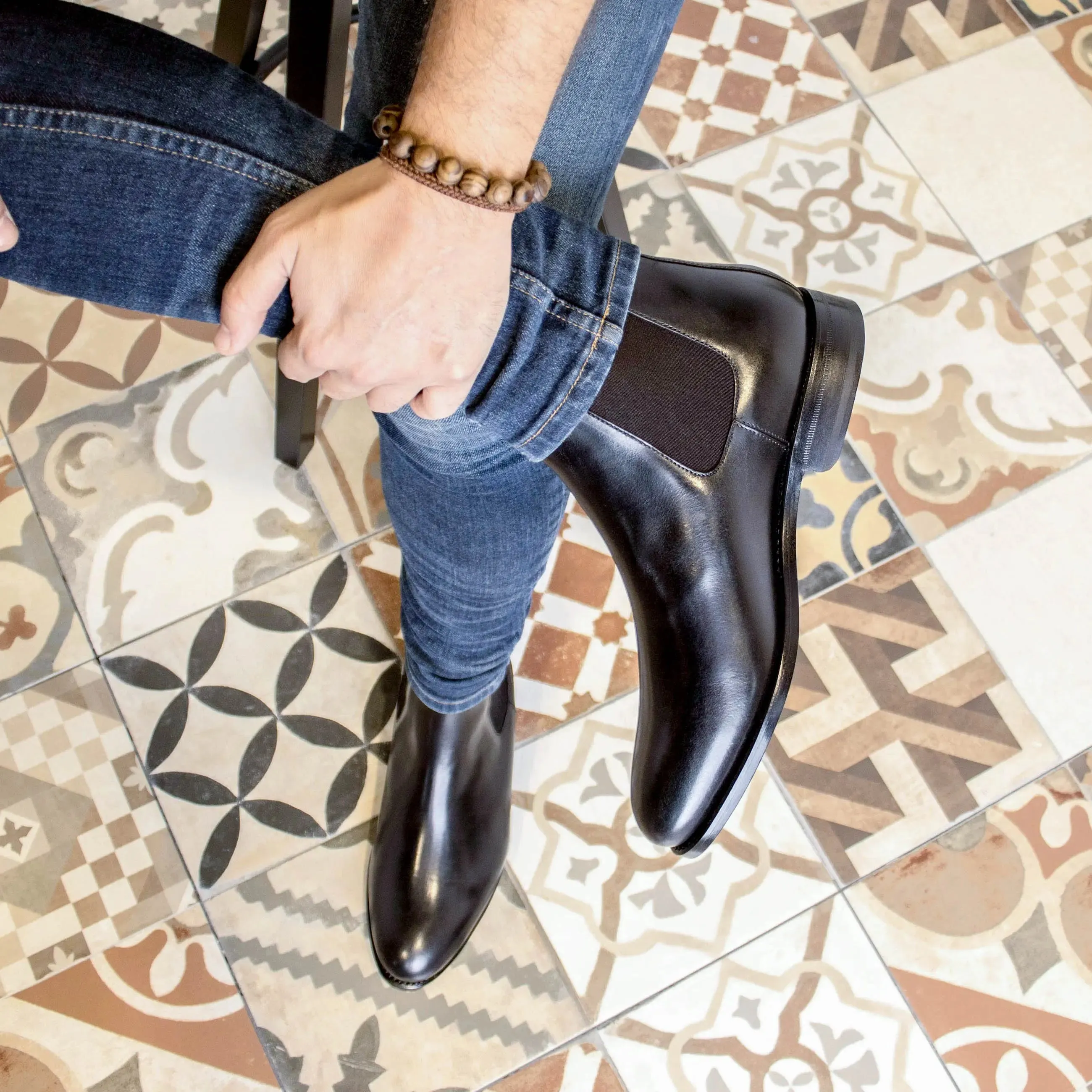 DapperFam Monza in Black Men's Italian Leather Chelsea Boot