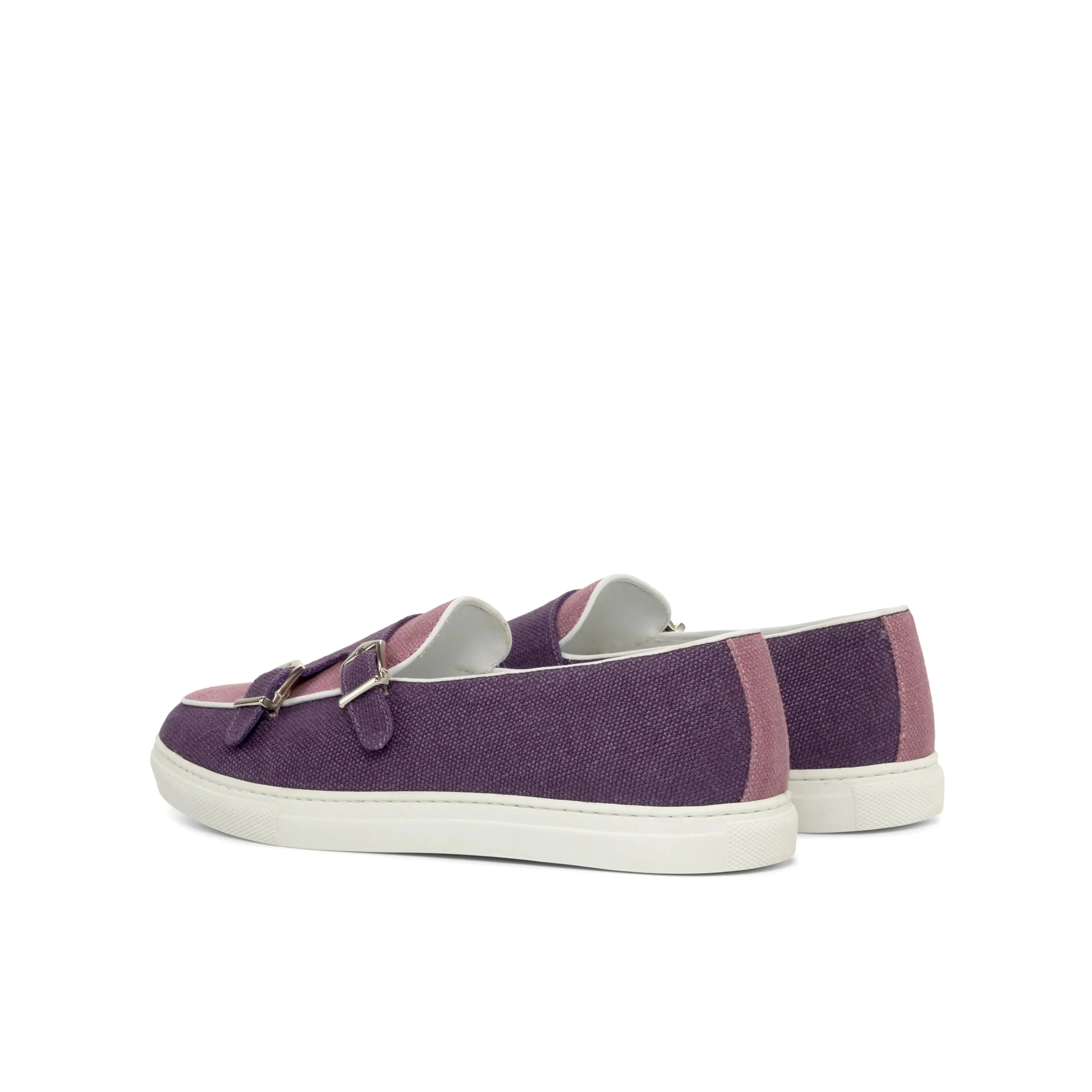 DapperFam Riviera in Purple / Plum Men's Linen Monk Sneaker
