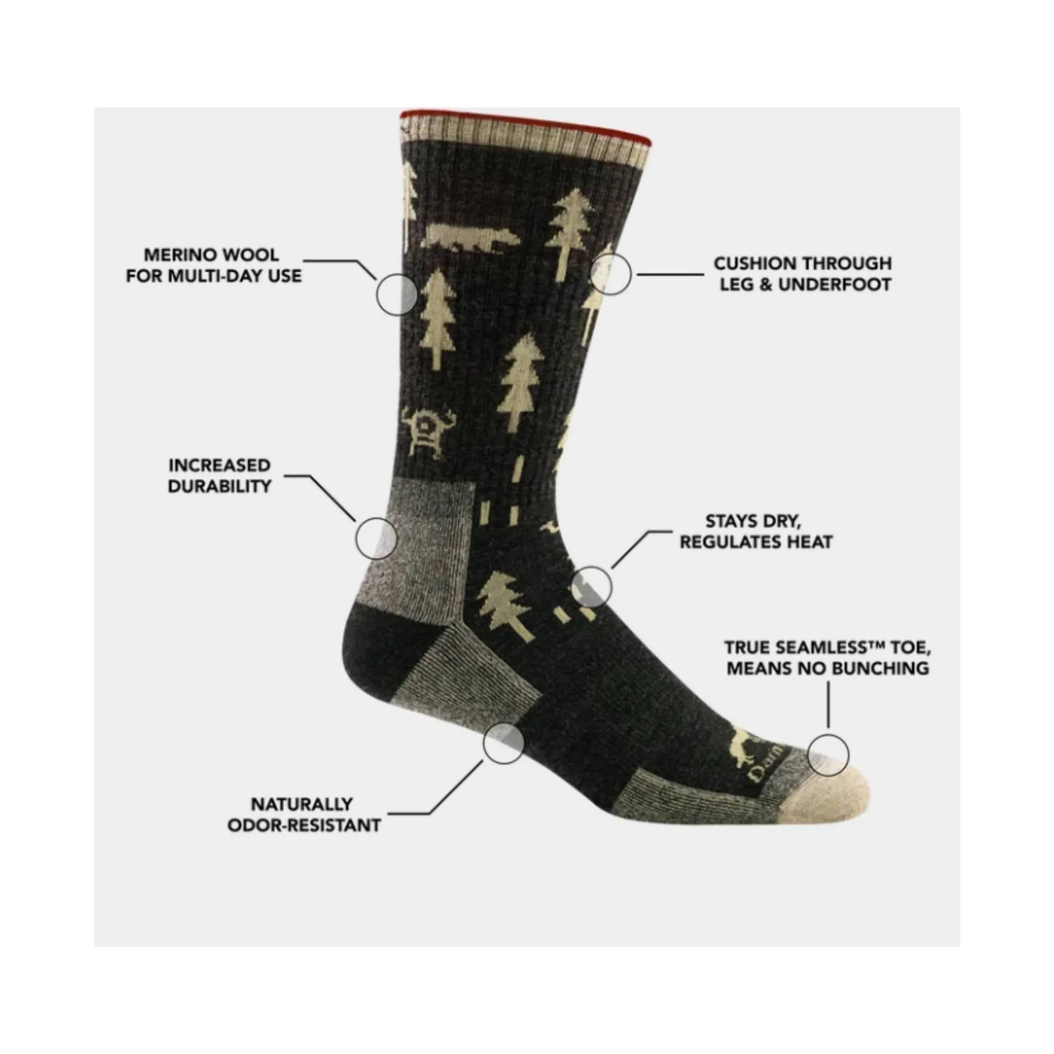 Darn Tough Vermont Men's ABC Boot Midweight Hiking Sock - Black