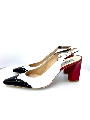 DIANE B. MILANO POINTED TOE MULTICOLOR SLINGBACK PUMPS