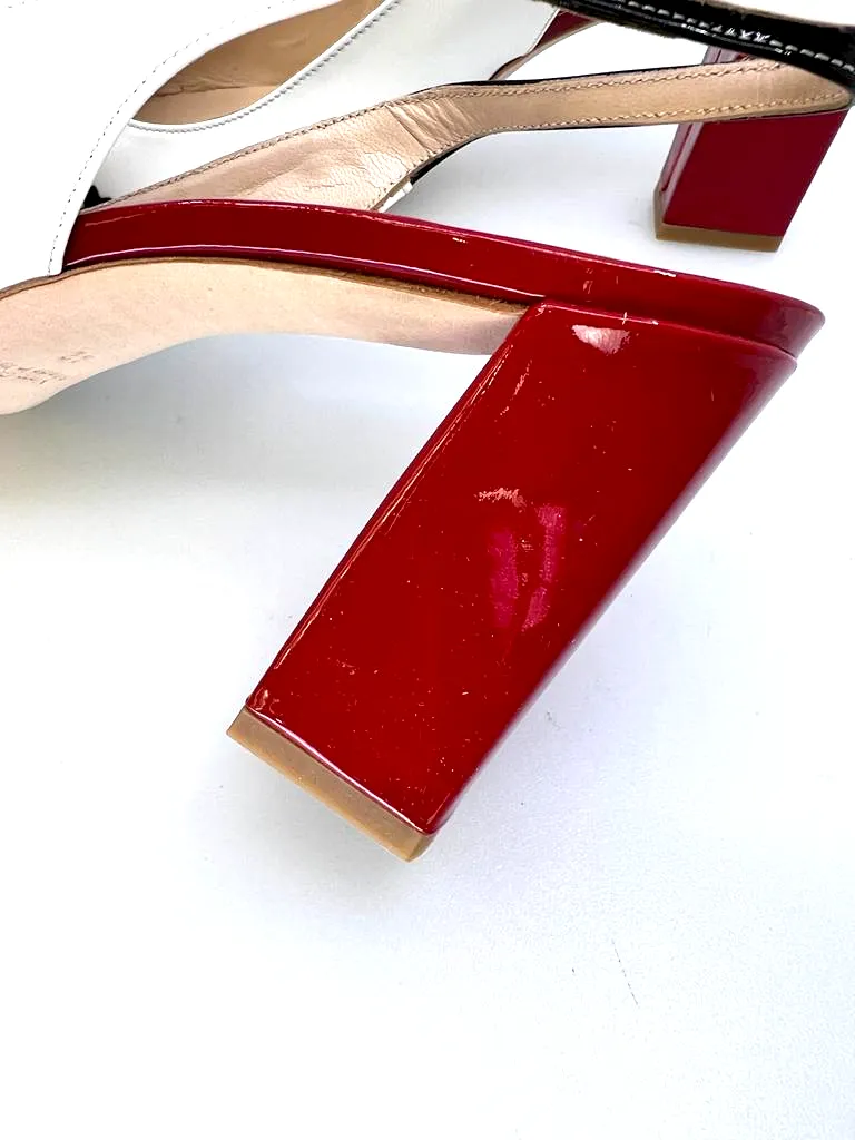 DIANE B. MILANO POINTED TOE MULTICOLOR SLINGBACK PUMPS