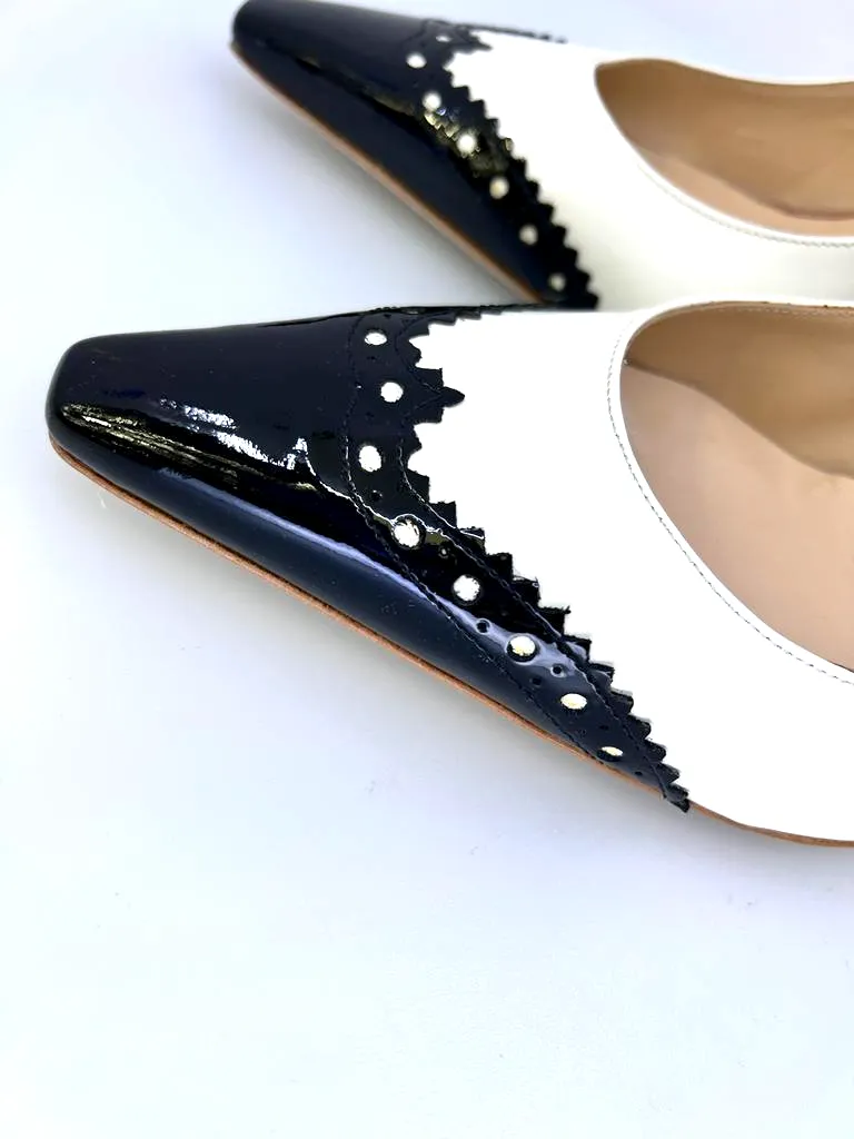 DIANE B. MILANO POINTED TOE MULTICOLOR SLINGBACK PUMPS
