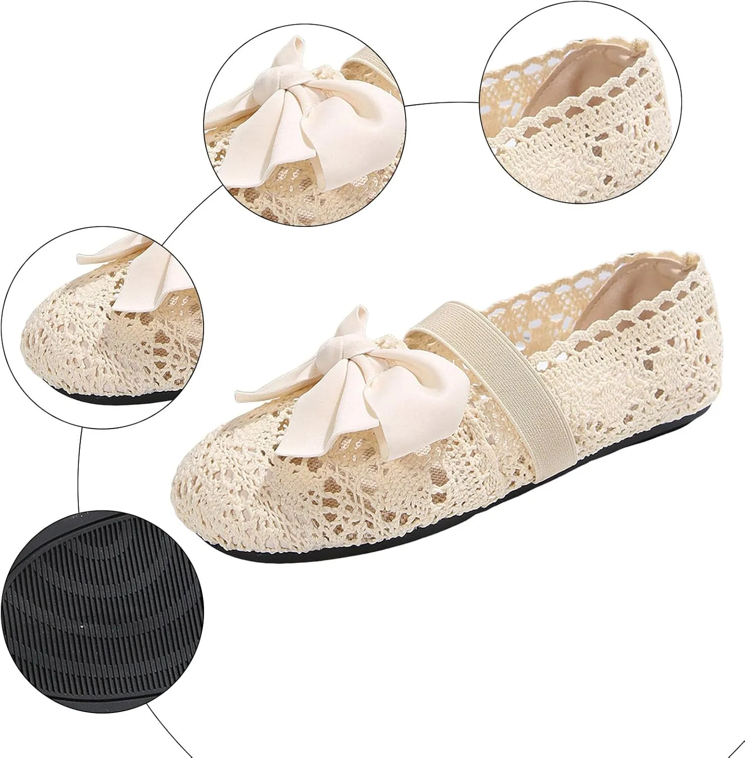Dressy Platform Sandals Slip on Women's Flat Flower Lace Outer Wear Single Shoes Fashion Thin Sole Light Casual Shoes
