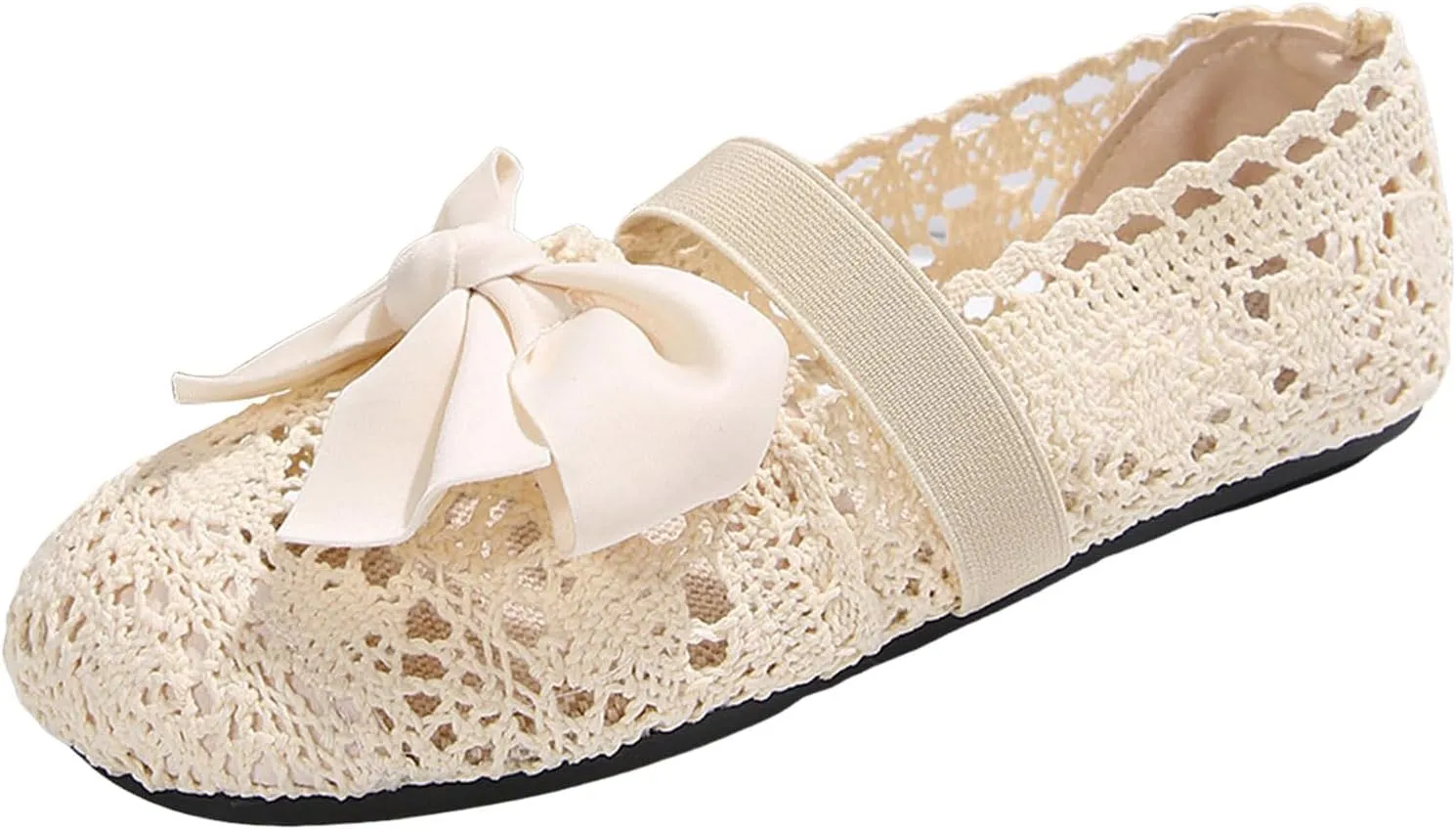 Dressy Platform Sandals Slip on Women's Flat Flower Lace Outer Wear Single Shoes Fashion Thin Sole Light Casual Shoes