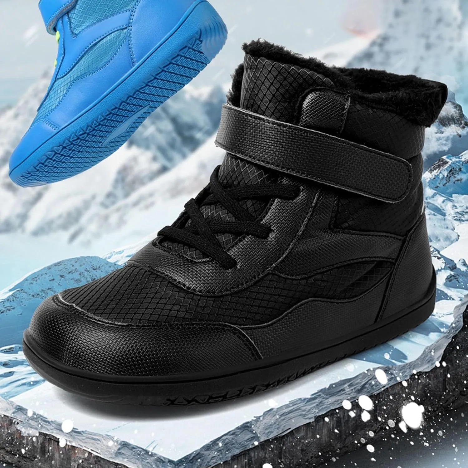 Duk Boots for Boys Girls Waterproof Barefoot Fr Lined Boot Non-slip Outdoor Ankle Wide Toe Box Slip Drop Boots