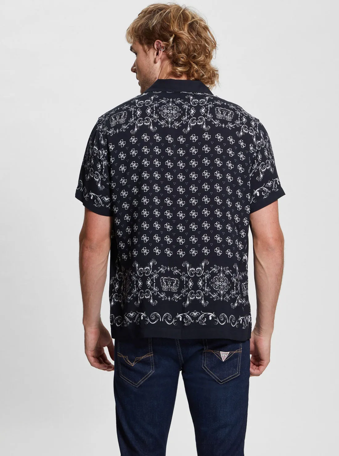 Eco Black Royal Print Short Sleeve Shirt