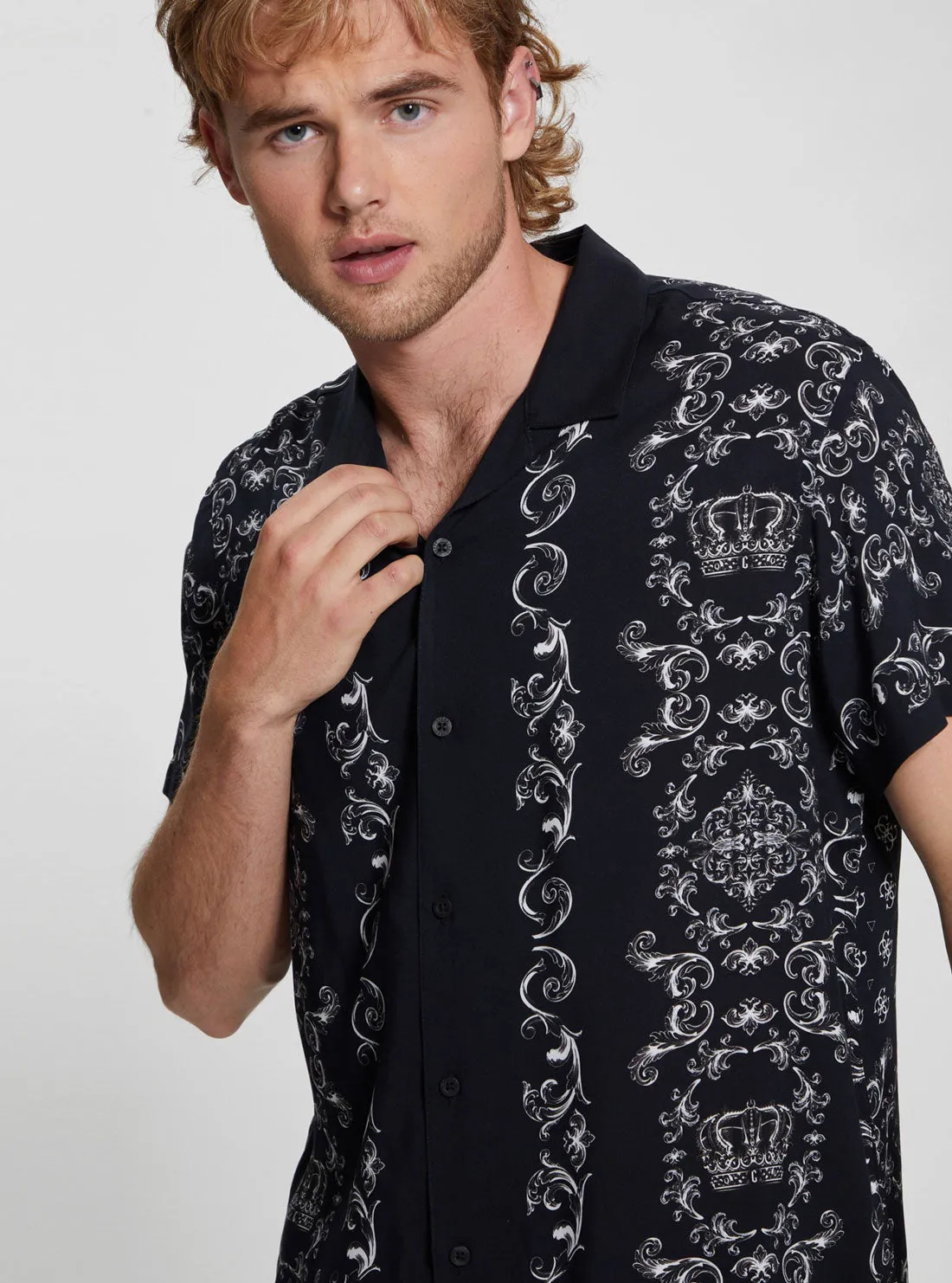 Eco Black Royal Print Short Sleeve Shirt