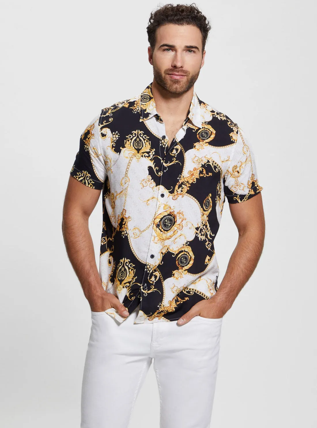 Eco Gold Chain Print Short Sleeve Shirt