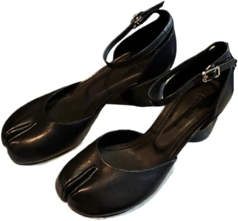 Emo Tabi Shoes Split Toe Mary Janes Women Girls Cute Ankle Strap High Heels Dress Shoes Kawaii Retro Vintage Fashion Trendy Office Elegant Business Travel Back to School Gift Daughter Granddaughter
