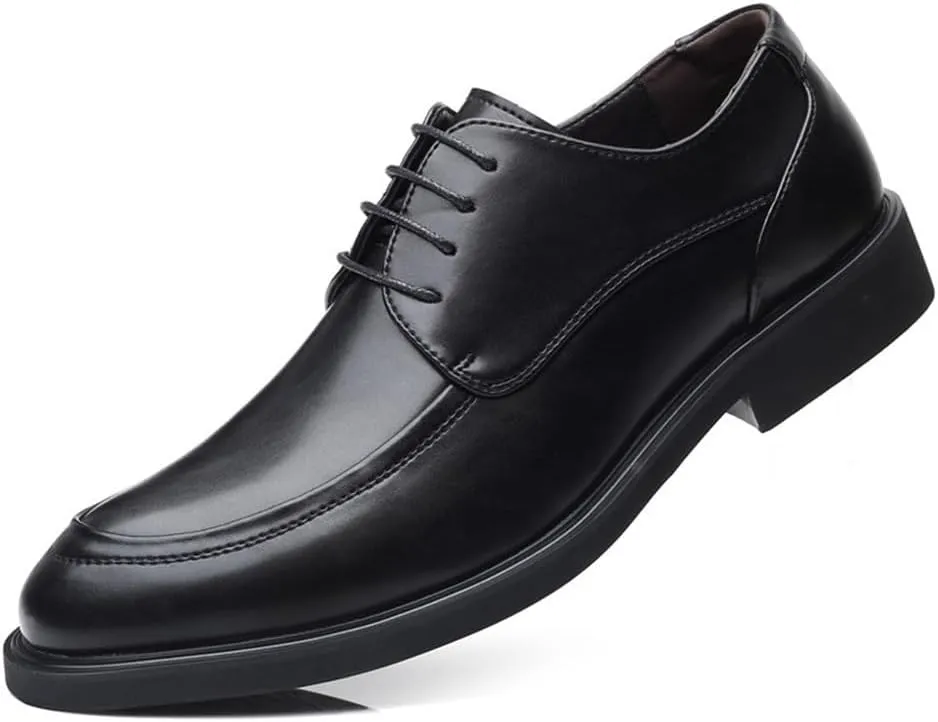 Fashion Business Formal Leather Shoes Small Round Toe Casual Men's Shoes Lace-up Shoes Wedding Shoes Retro Derby Shoes(Black,44)