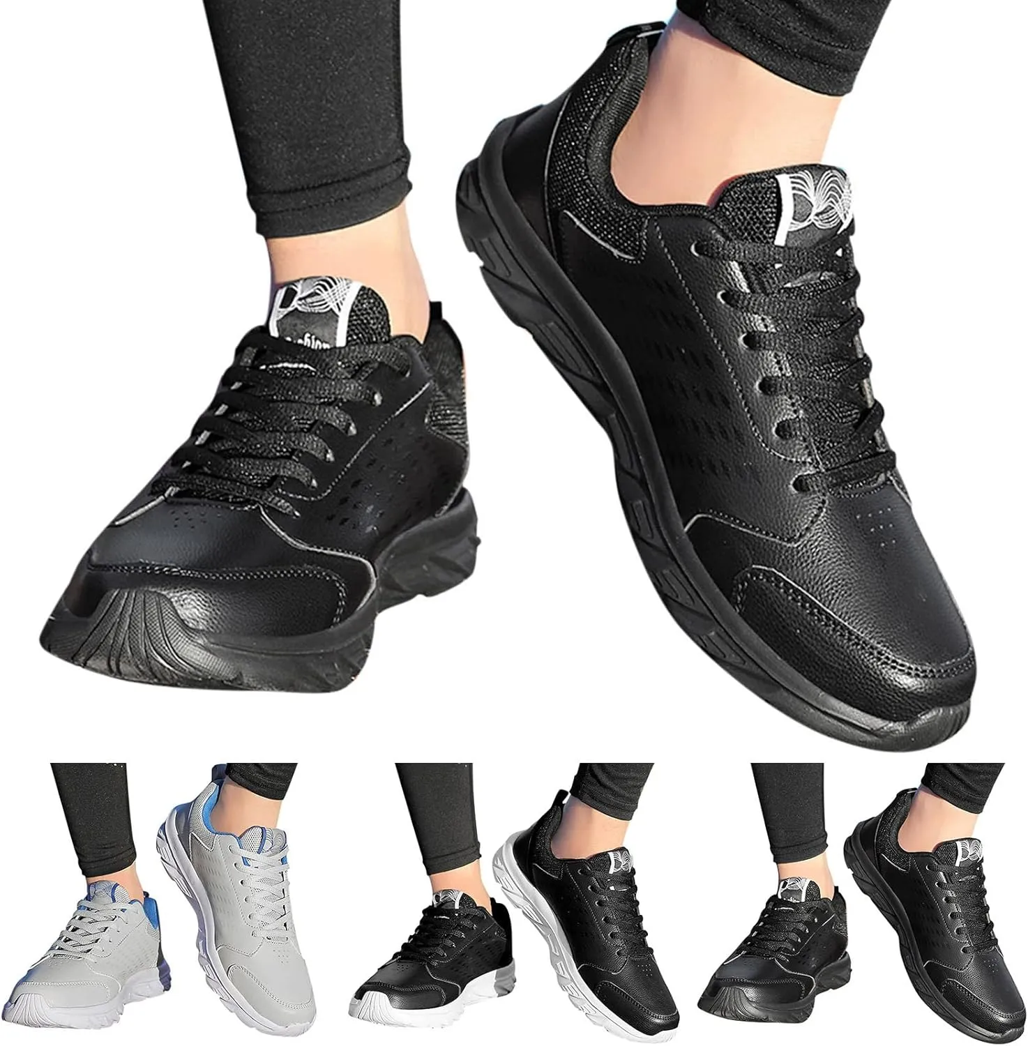 Fashion Men Sports Shoes Flat Lightweight Lace Up Solid Color Comfortable Casual Sneaker Boots Men