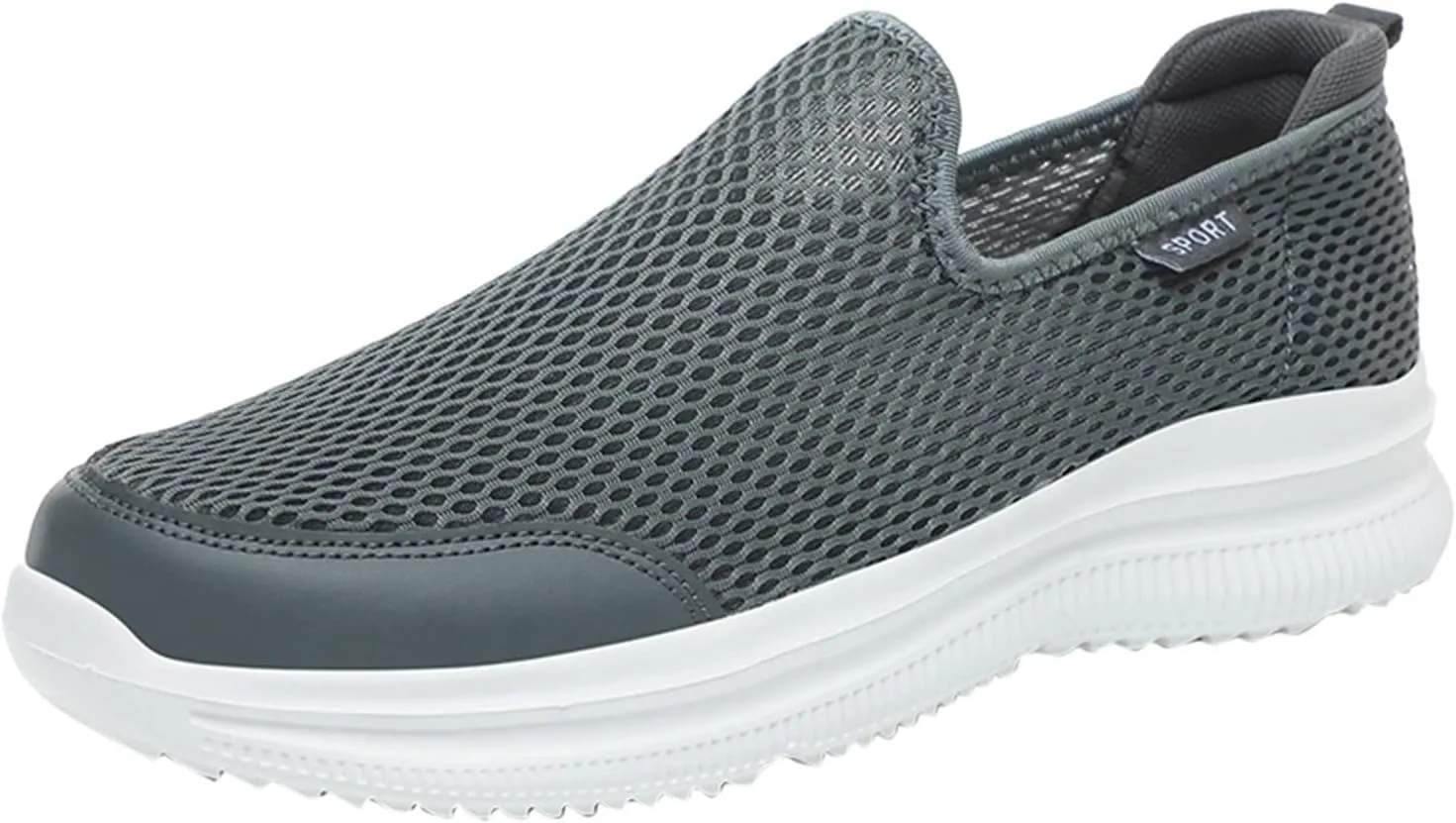 Fashion Summer Men Breathable Mesh Shallow Lace Up Casual Shoes Tops Mens Sneaker (Grey, 12.5)