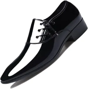 Fashionable Glossy Leisure Height Increase Men Shoes Daily Lace Up Work Leather Shoes Casual Business Formal Oxfords
