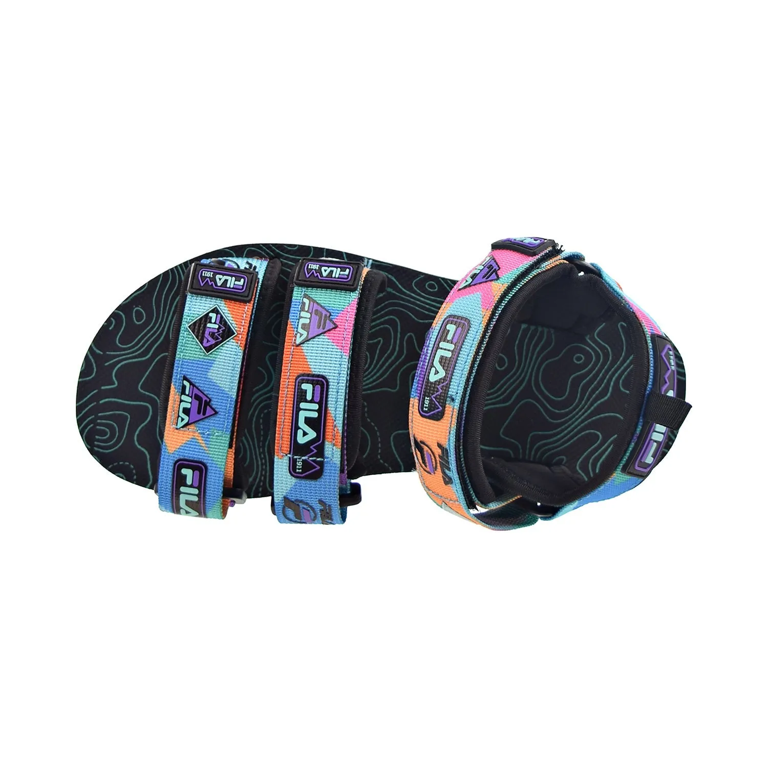 Fila Drifter DNS '90s Hiking Men's Sandals Black-Electric Purple-Red Orange