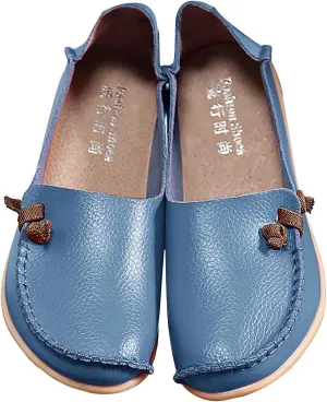 Flats Shoes Women Dressy Comfortable Work Loafers Shoes Wide Width Lightweight Soft Leather Moccasins Cute Walk Flats