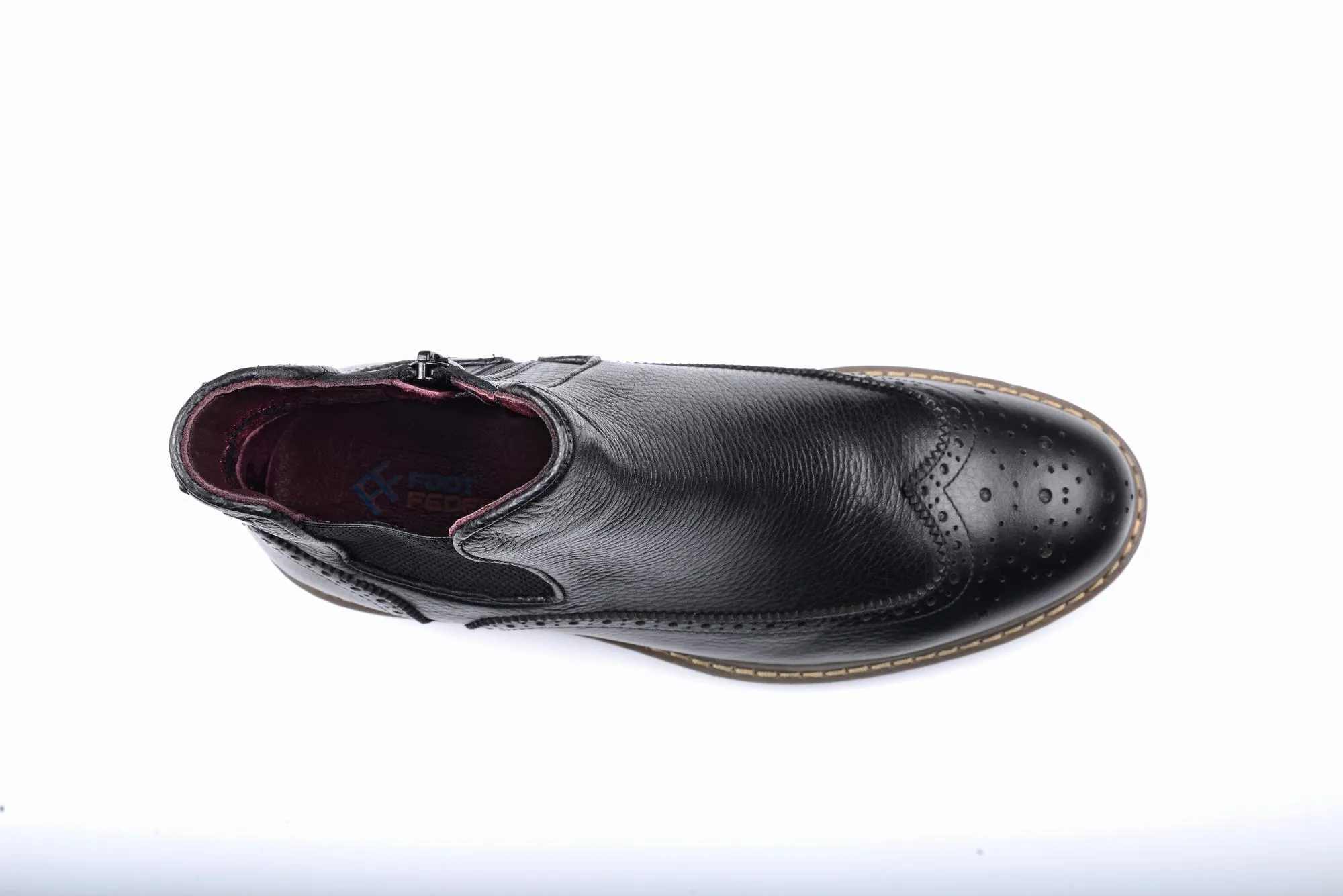 FOOT FEDERATION CHELSEA WINGTIP MENS BOOT BLACK
