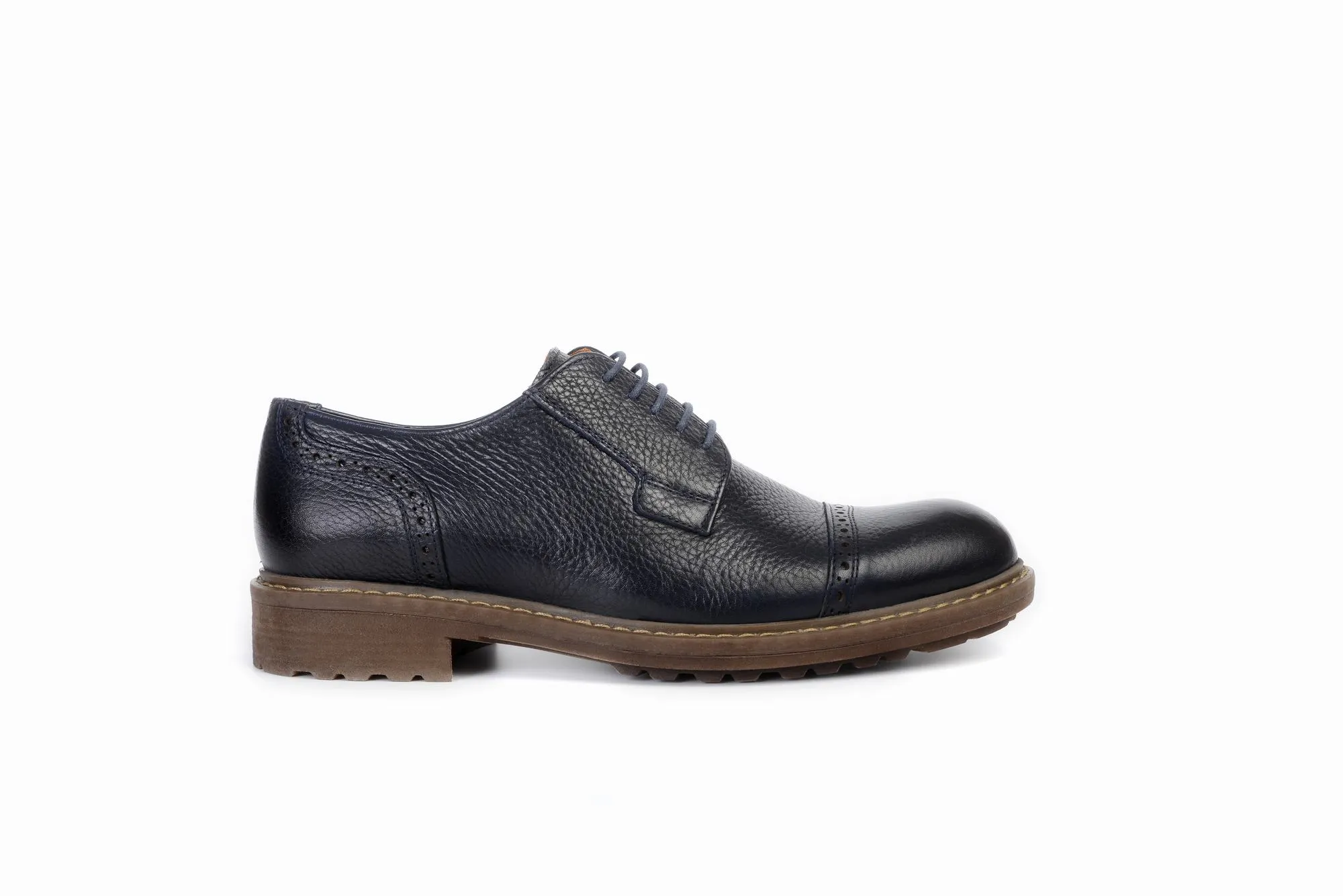 FOOT FEDERATION DERBY CAP-TOE MENS SHOE NAVY BLUE