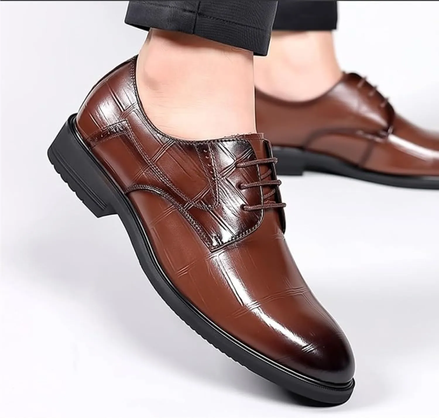 Formal Leather Shoes for Men Business Fashion Shoes Leather Men's Leisure Men's Leather Shoes Men's Classic Lace Up Oxfords Dress Shoes Faux Patent Leather Tuxedo New