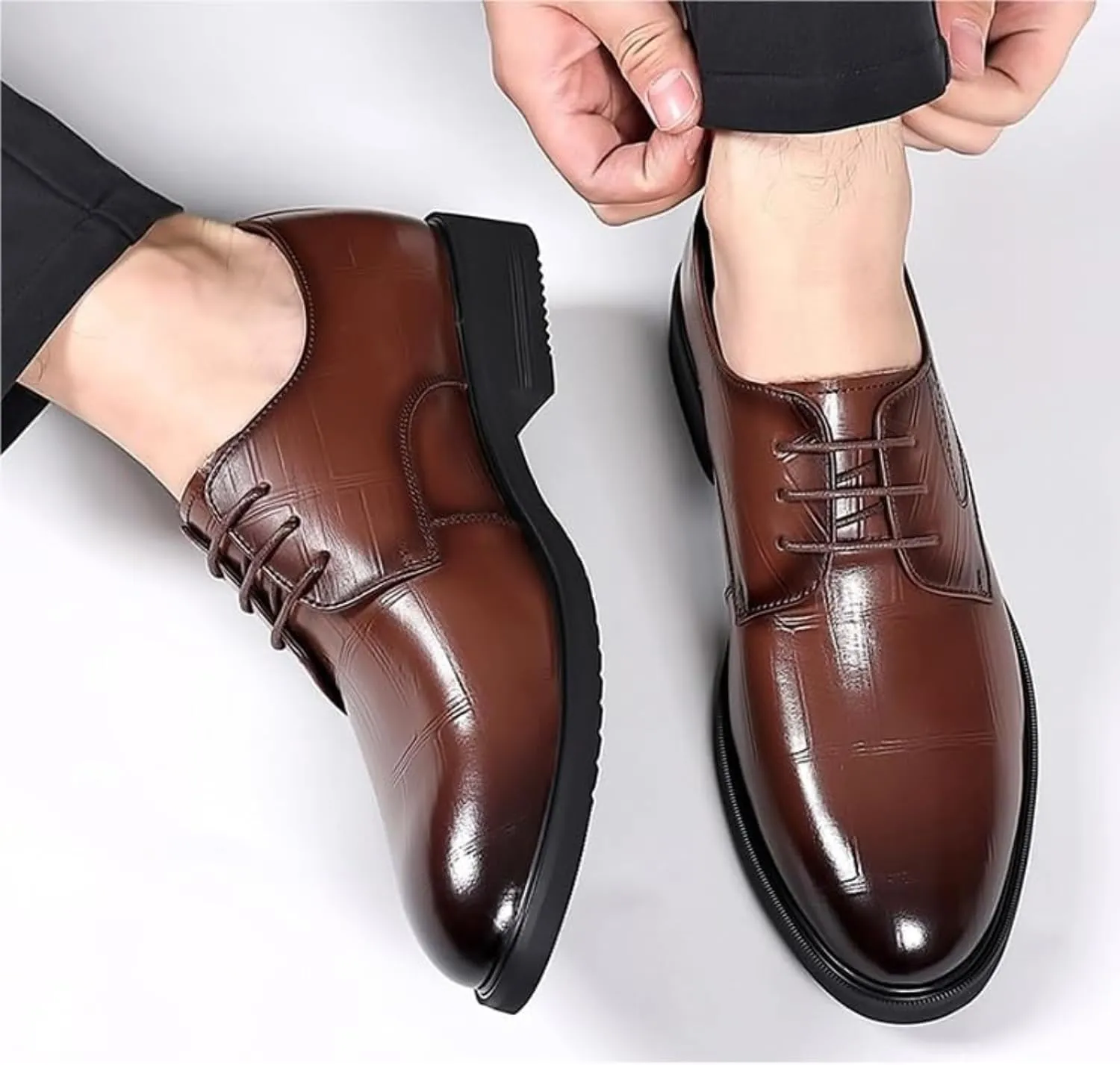 Formal Leather Shoes for Men Business Fashion Shoes Leather Men's Leisure Men's Leather Shoes Men's Classic Lace Up Oxfords Dress Shoes Faux Patent Leather Tuxedo New