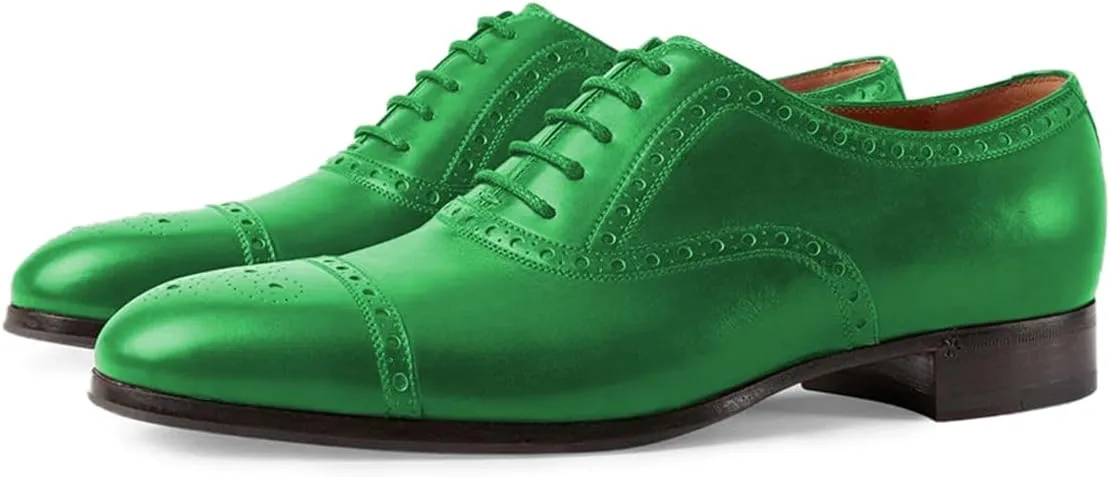 FOWT Men Fashion Cap Toe Low Heel Oxford Lace Up Casual Daily Walking Shoes Size 4-16 US