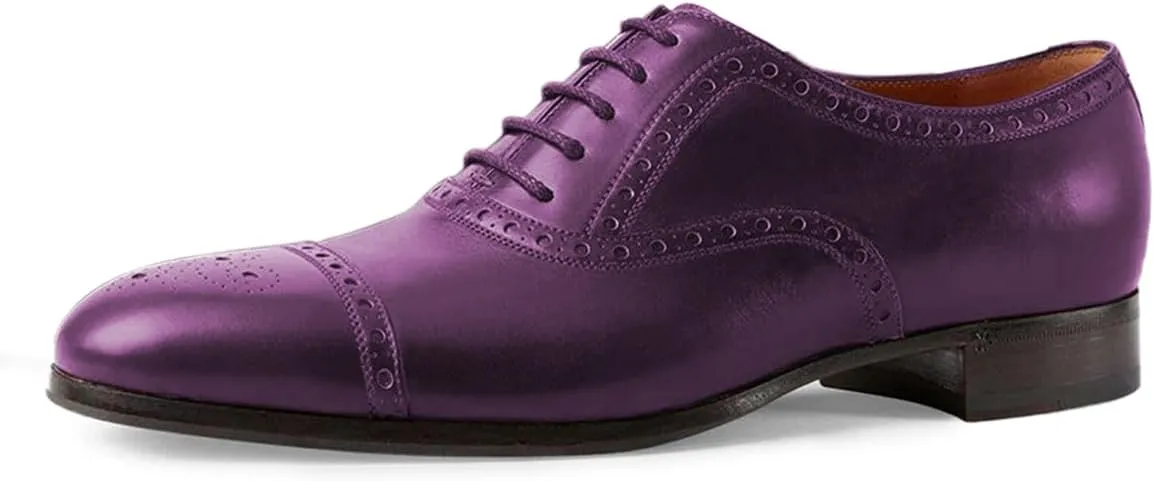 FOWT Men Fashion Cap Toe Low Heel Oxford Lace Up Casual Daily Walking Shoes Size 4-16 US