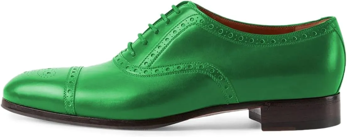 FOWT Men Fashion Cap Toe Low Heel Oxford Lace Up Casual Daily Walking Shoes Size 4-16 US