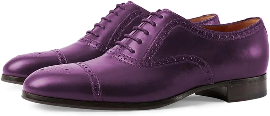 FOWT Men Fashion Cap Toe Low Heel Oxford Lace Up Casual Daily Walking Shoes Size 4-16 US