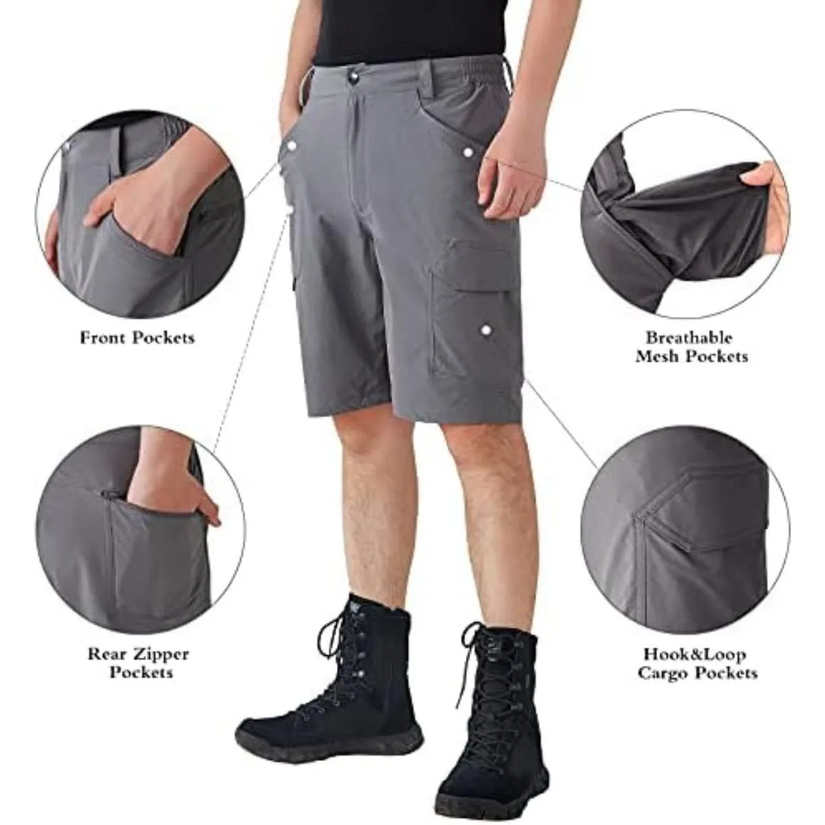 FREEKITE Men's Quick Dry Ripstop Tactical Work Shorts w/ Pockets
