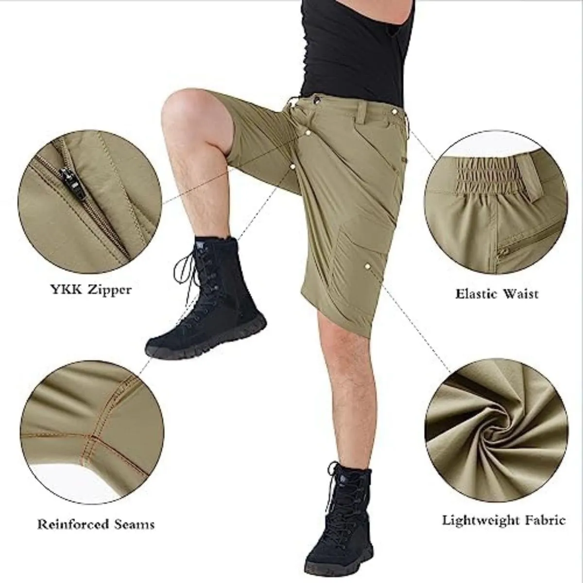 FREEKITE Men's Quick Dry Ripstop Tactical Work Shorts w/ Pockets