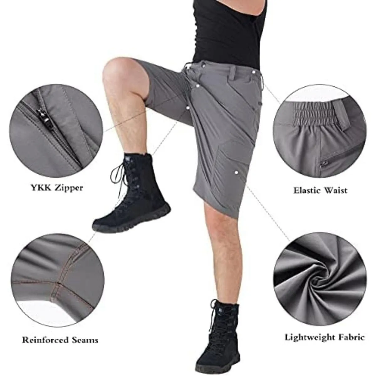 FREEKITE Men's Quick Dry Ripstop Tactical Work Shorts w/ Pockets