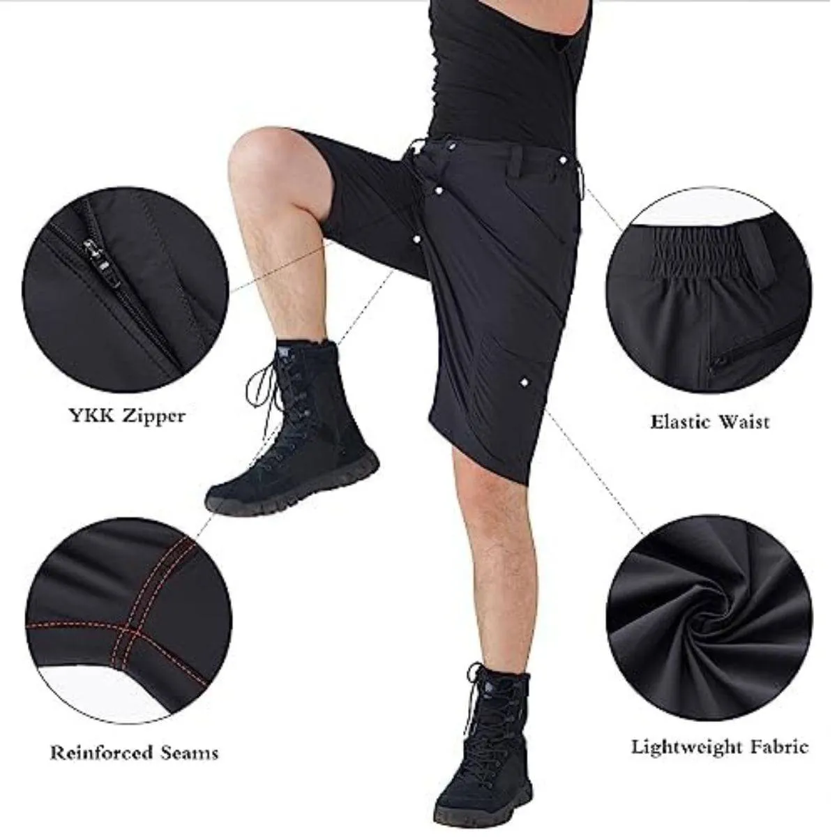 FREEKITE Men's Quick Dry Ripstop Tactical Work Shorts w/ Pockets
