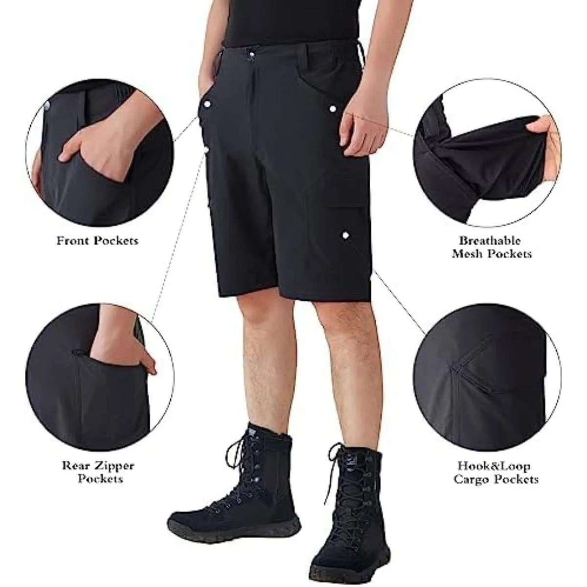 FREEKITE Men's Quick Dry Ripstop Tactical Work Shorts w/ Pockets