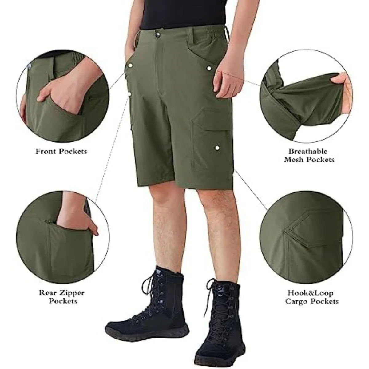 FREEKITE Men's Quick Dry Ripstop Tactical Work Shorts w/ Pockets