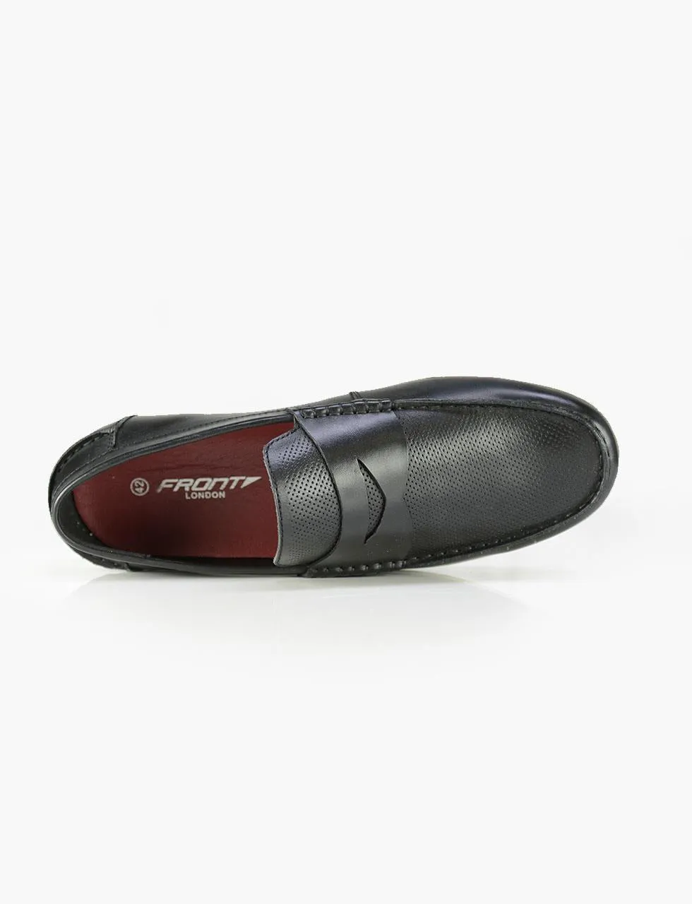 Front Men's Hamilton Casual Leather Loafer Slip On Shoes in Black