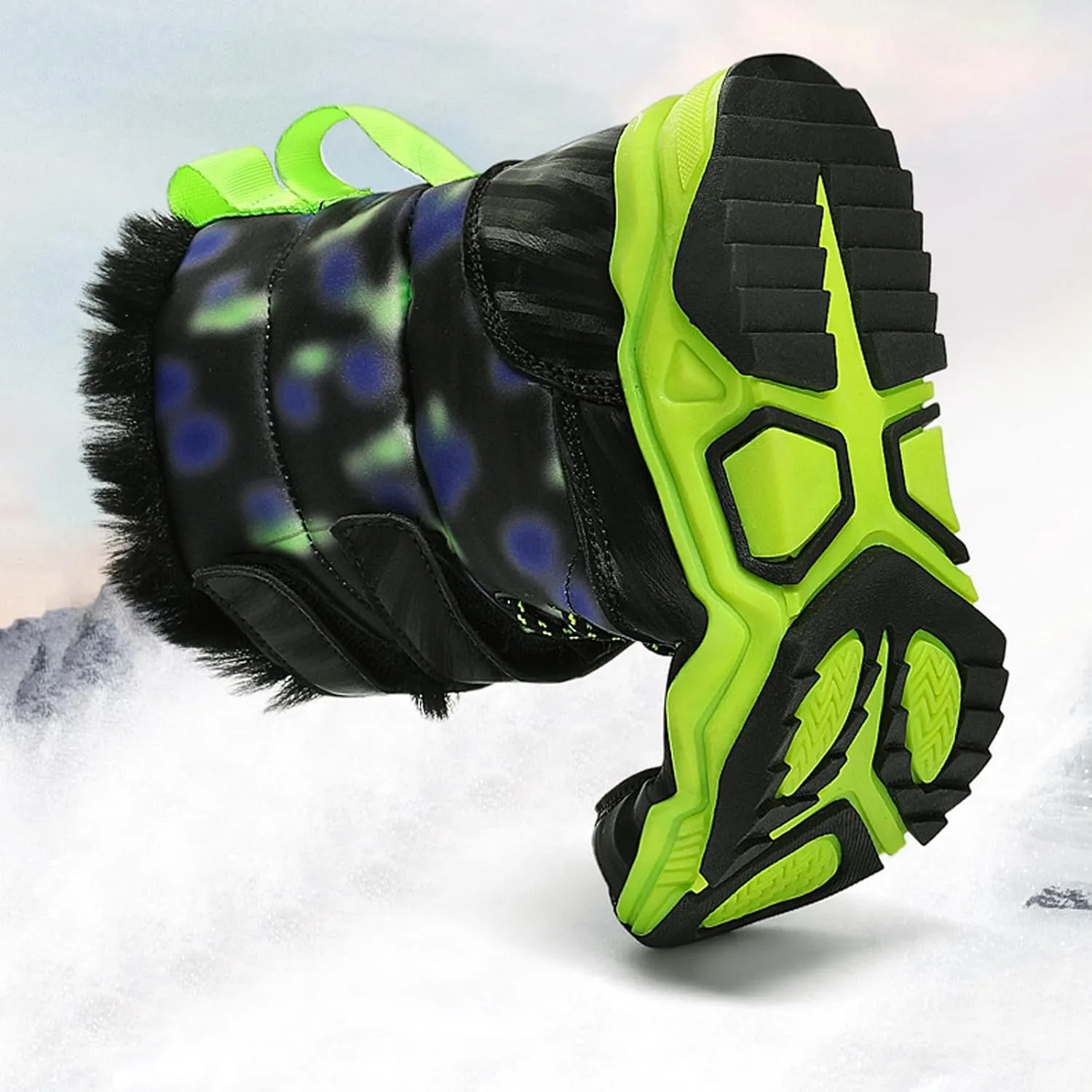 Fuzzy Booties For Childrens Winter Warm Open Toe Non Slip Boots Shoes Boys Kids Outdoor Non Slip Flat Shoes Fashion