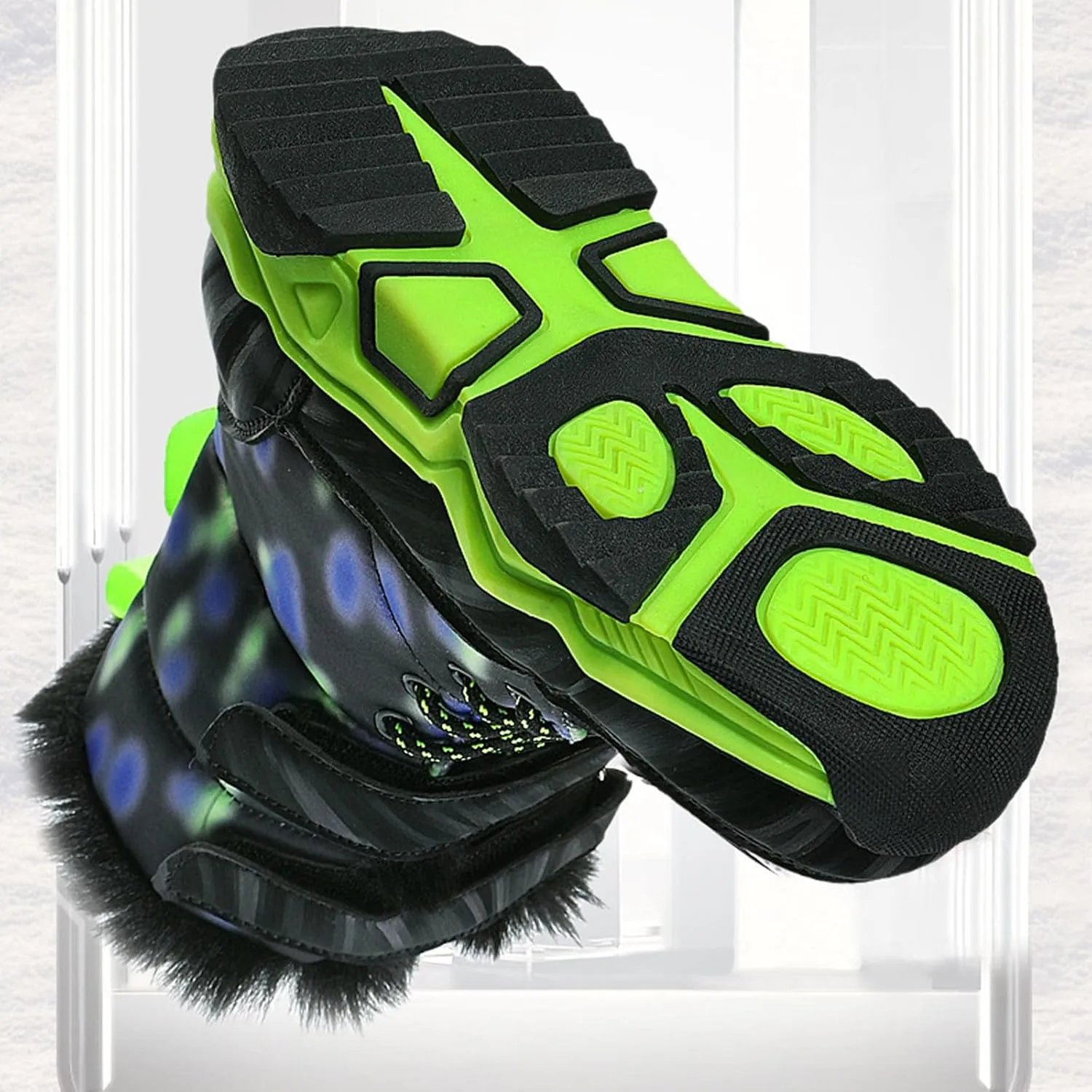 Fuzzy Booties For Childrens Winter Warm Open Toe Non Slip Boots Shoes Boys Kids Outdoor Non Slip Flat Shoes Fashion
