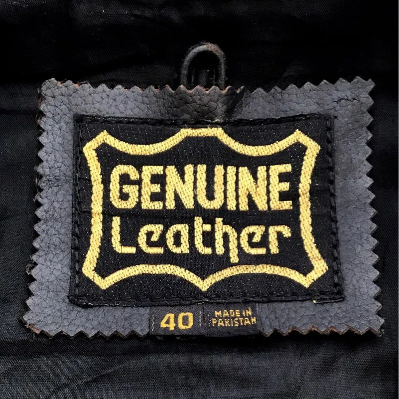 Genuine Leather Men's Black Motorcycle Vest - Size 40