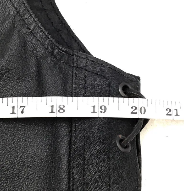 Genuine Leather Men's Black Motorcycle Vest - Size 40