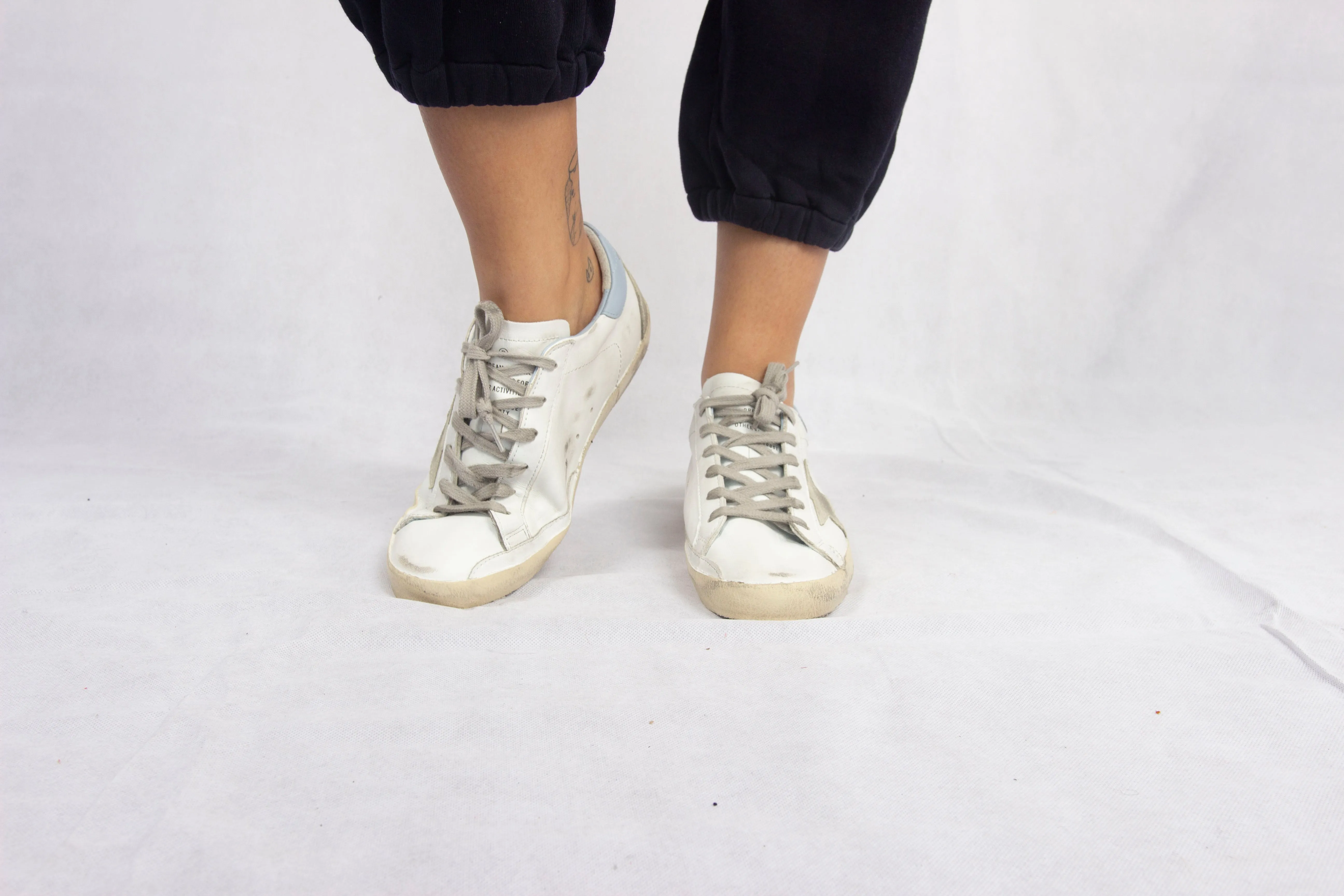 GG Superstar Leather Trainers in White and Powder Blue