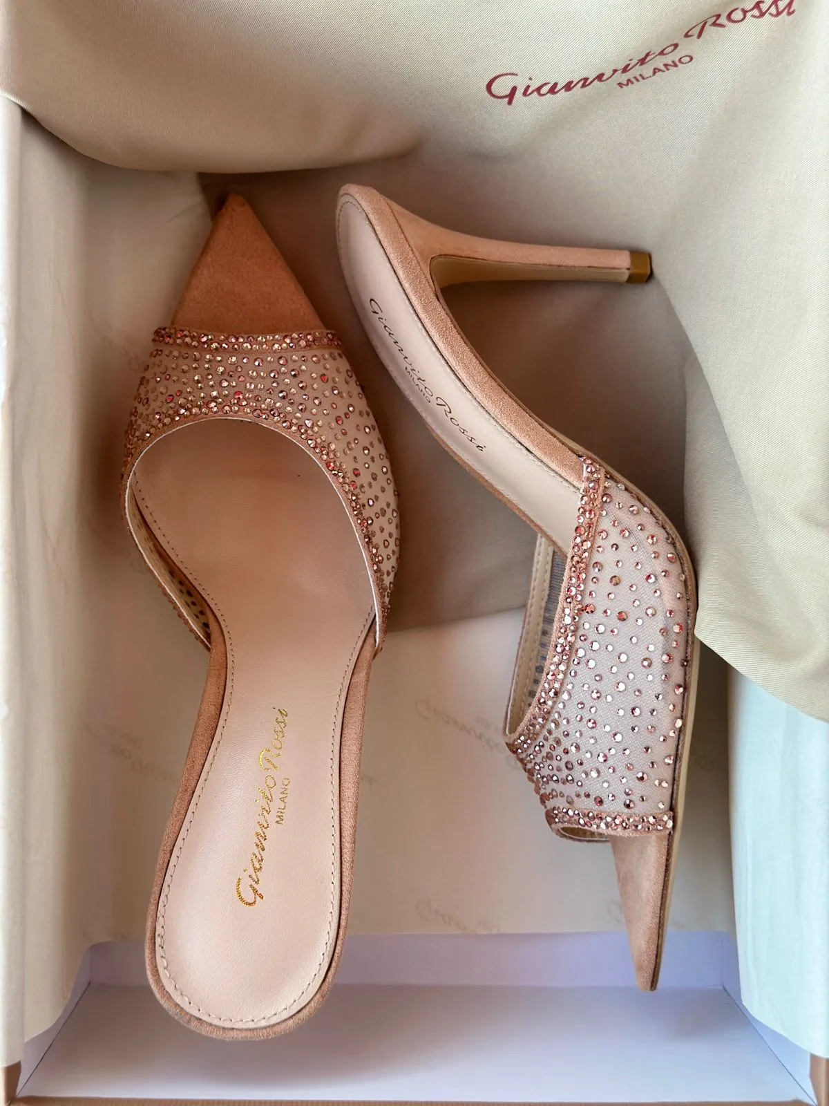 Gianvito Rossi High Heel Crystal Slippers